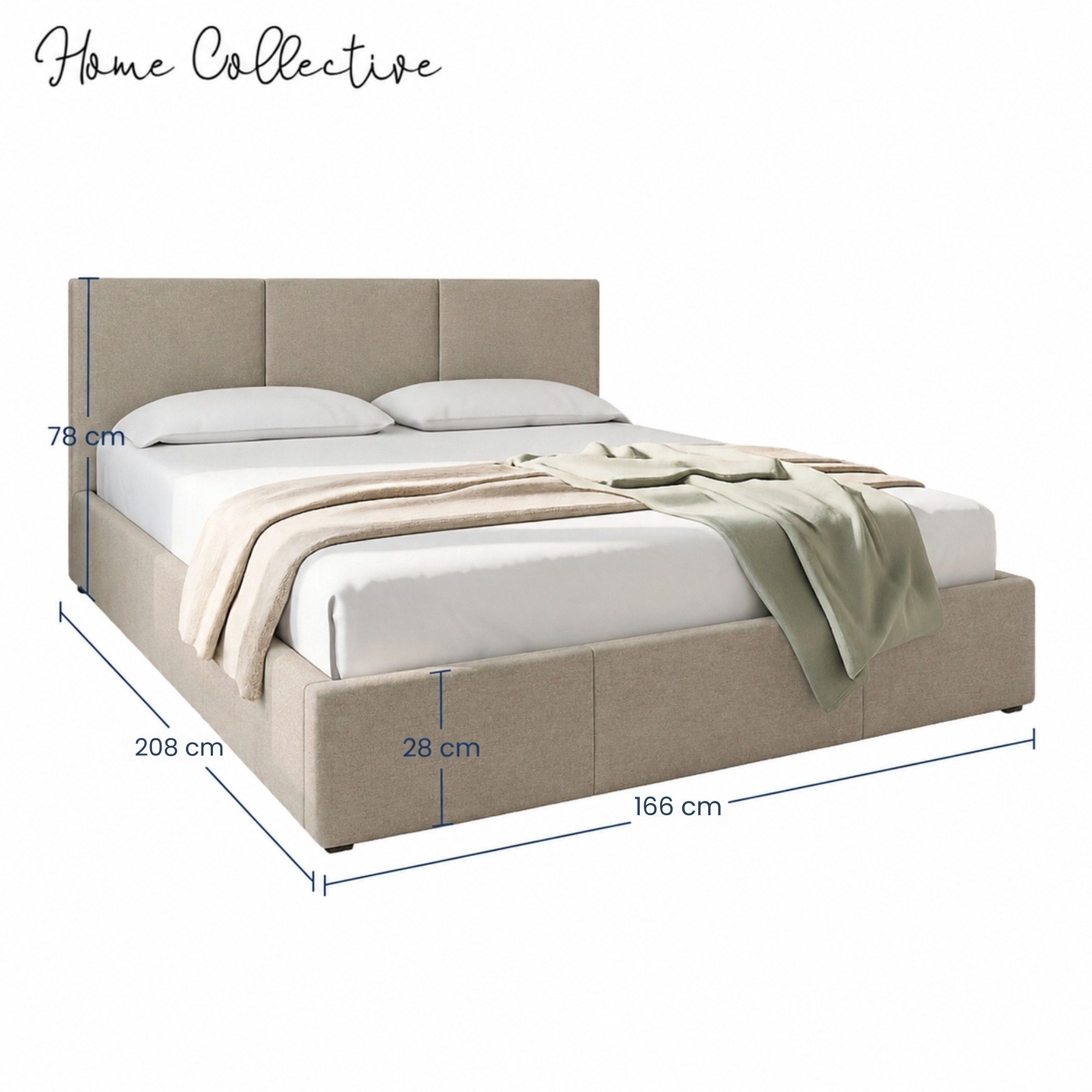 Home Collective Polsterbett Bett Doppelbett Bettgestell mit Lattenrost & Stauraum, mehrere Größen (Größen: 120x200 140x200 160x200 180x200, samtweicher Velourss – Bild 3 von 4