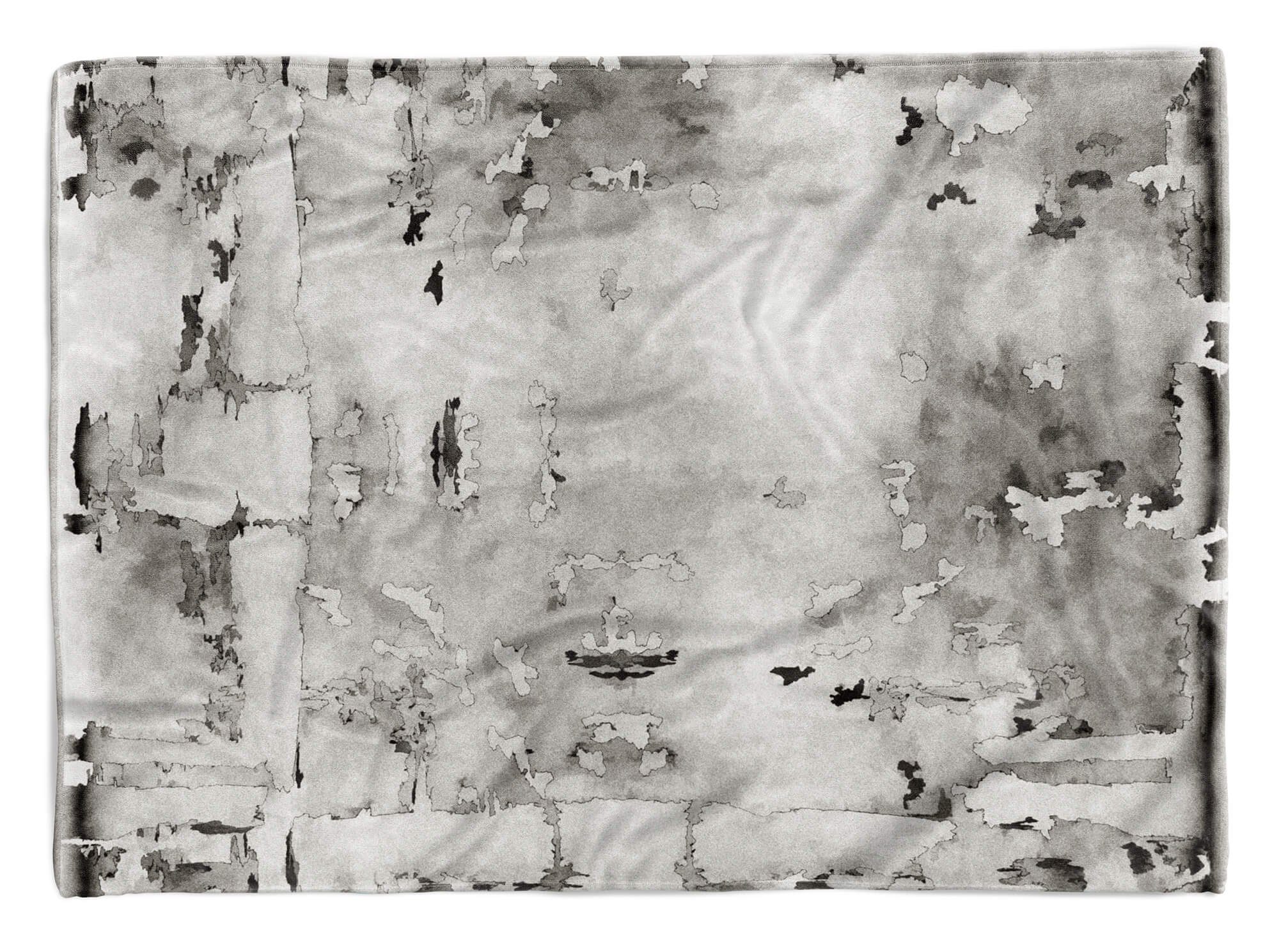 Handtuch Art Saunatuch Baumwolle-Polyester-Mix Handtuch Kuscheldecke Grau (1-St), mit Abstrakt Auffallend, Sinus Strandhandtuch Fotomotiv Handtücher