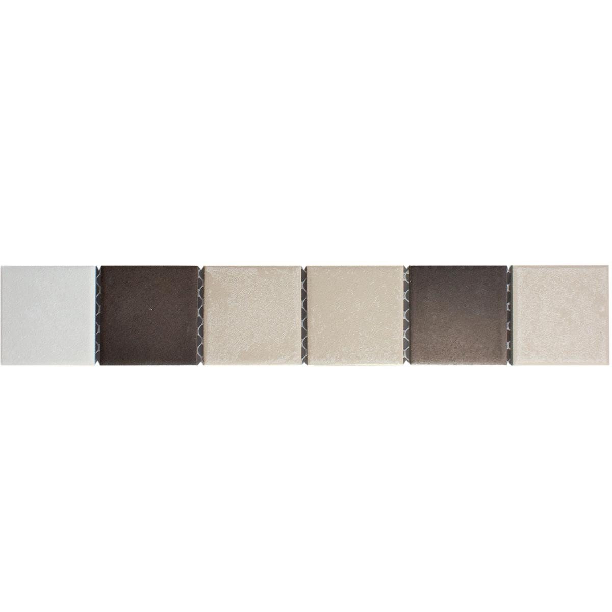 Mosafil Mosaikfliesen Keramik Fliesen Bordüre Tirana, Keramik 30.000x4.800, beige-braun, Verlegefertig auf ein Netz geklebt - Frostsicher - Wasserfest -
