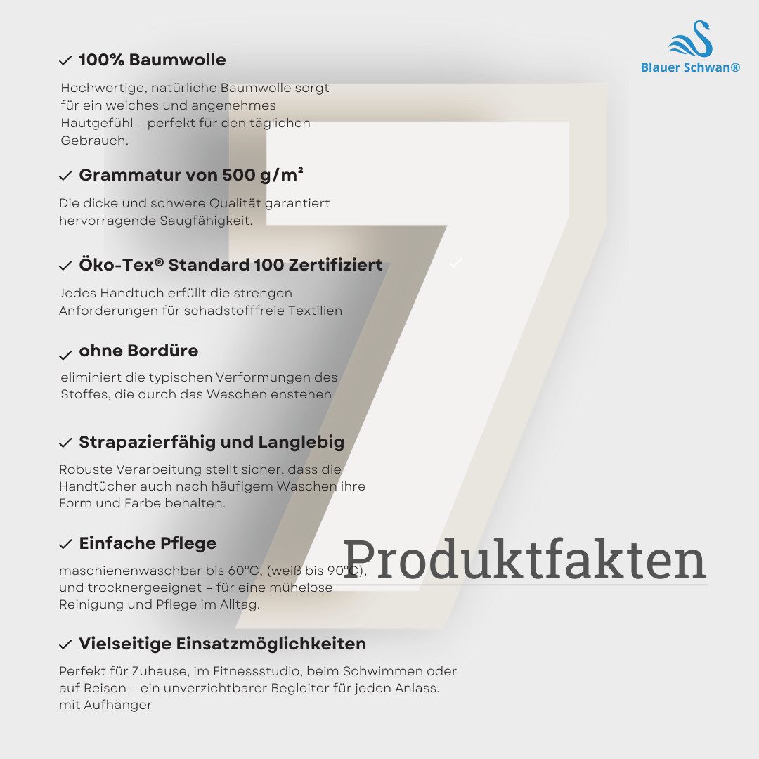MatratzenL.A.B® Handtuch Set Rimini 500 g/m² Blauer Schwan®, 100% Baumwolle – Bild 4 von 5