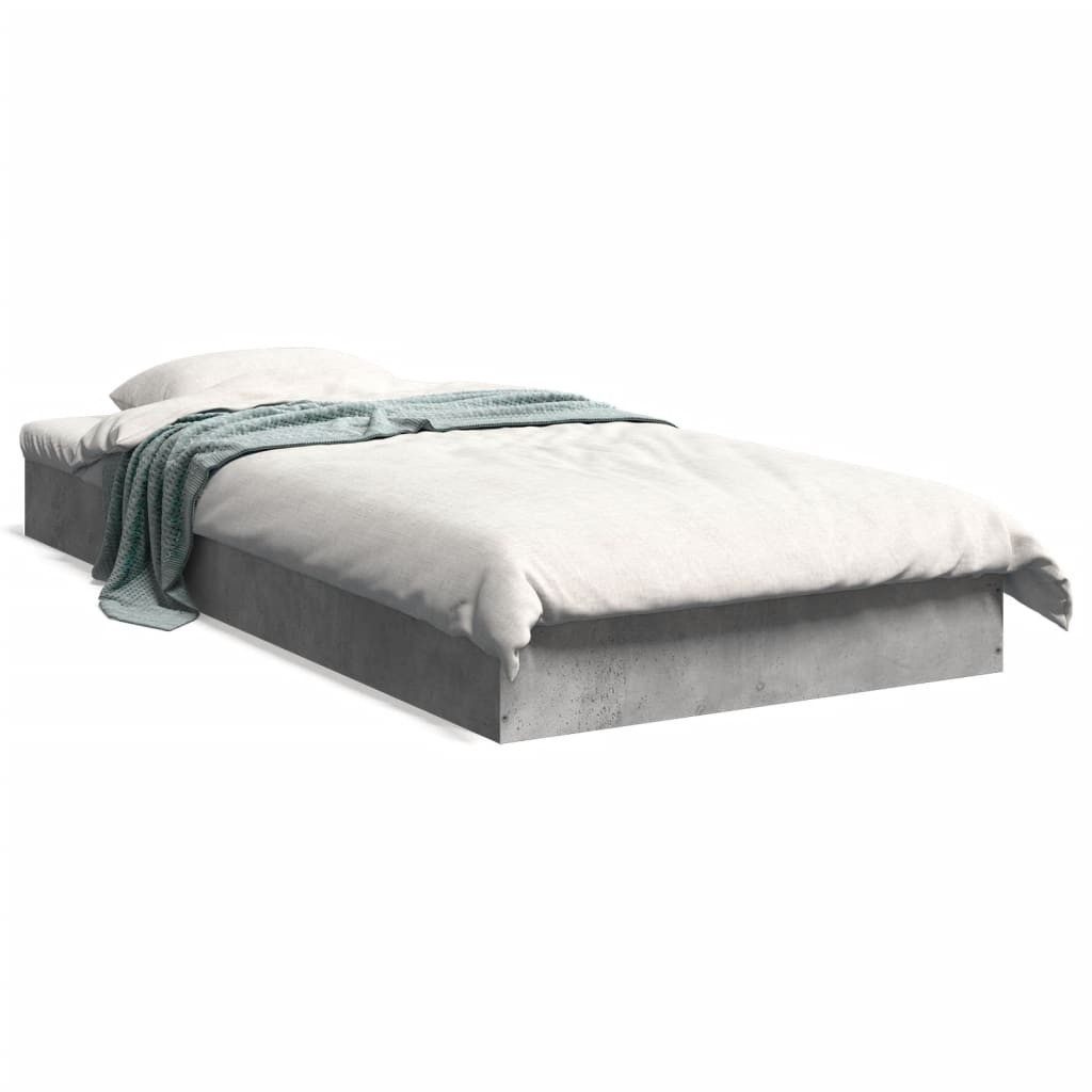furnicato Bettgestell Bett Betongrau 193 x 78 x 17 cm mit Holzwerkstoff und Sperrholz (1-tlg)