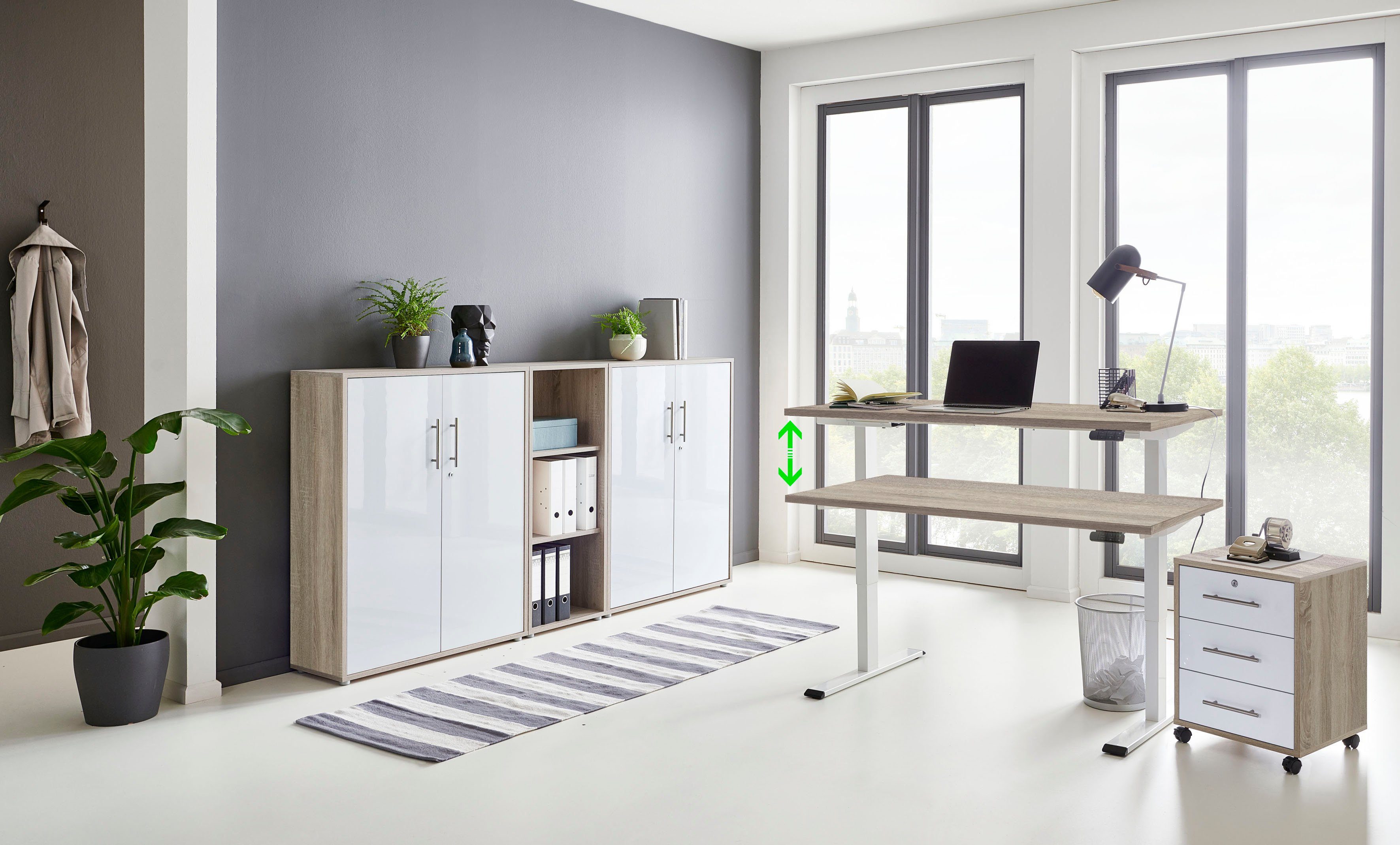 BMG Möbel Büromöbel-Set Tabor, 5-St), elektrisch Viel Stauraum Schreibtisch, mit (Set, höhenverstellbarem