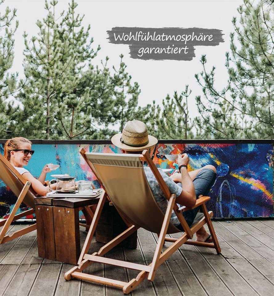 Thumbnail - MyMaxxi Sichtschutzelement Balkonbanner Straßenkunst bunt Balkon Sichtschutz Garten