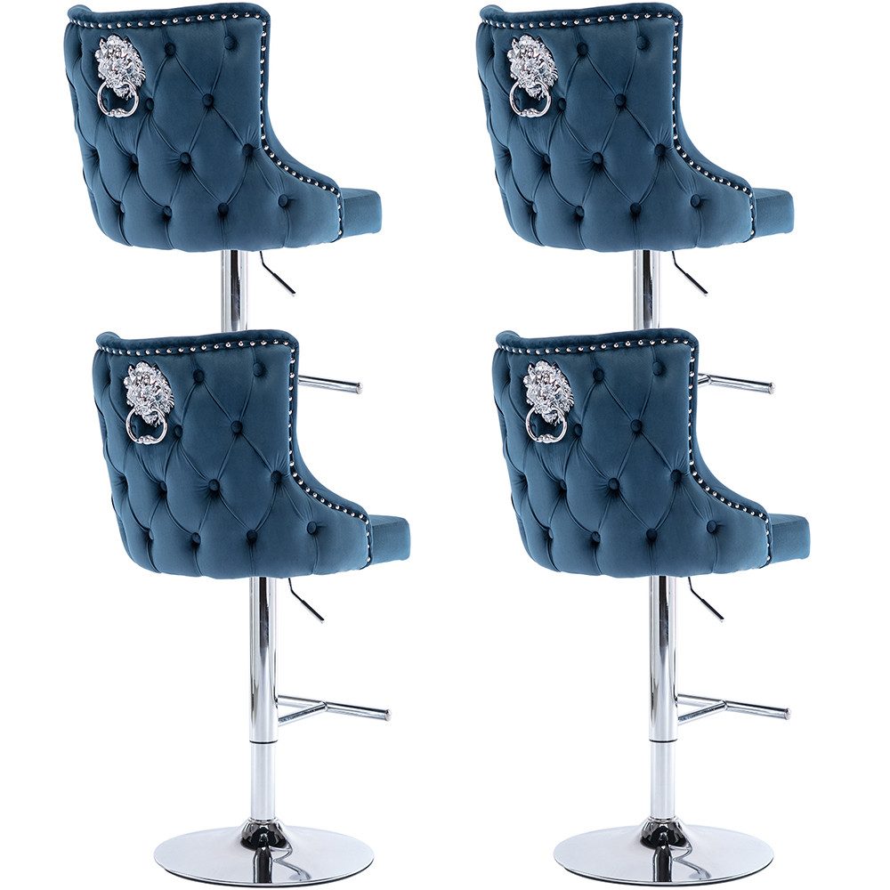 Barhocker höhenverstellbar Barstuhl aus Samt mit Löwenkopf 4er Set