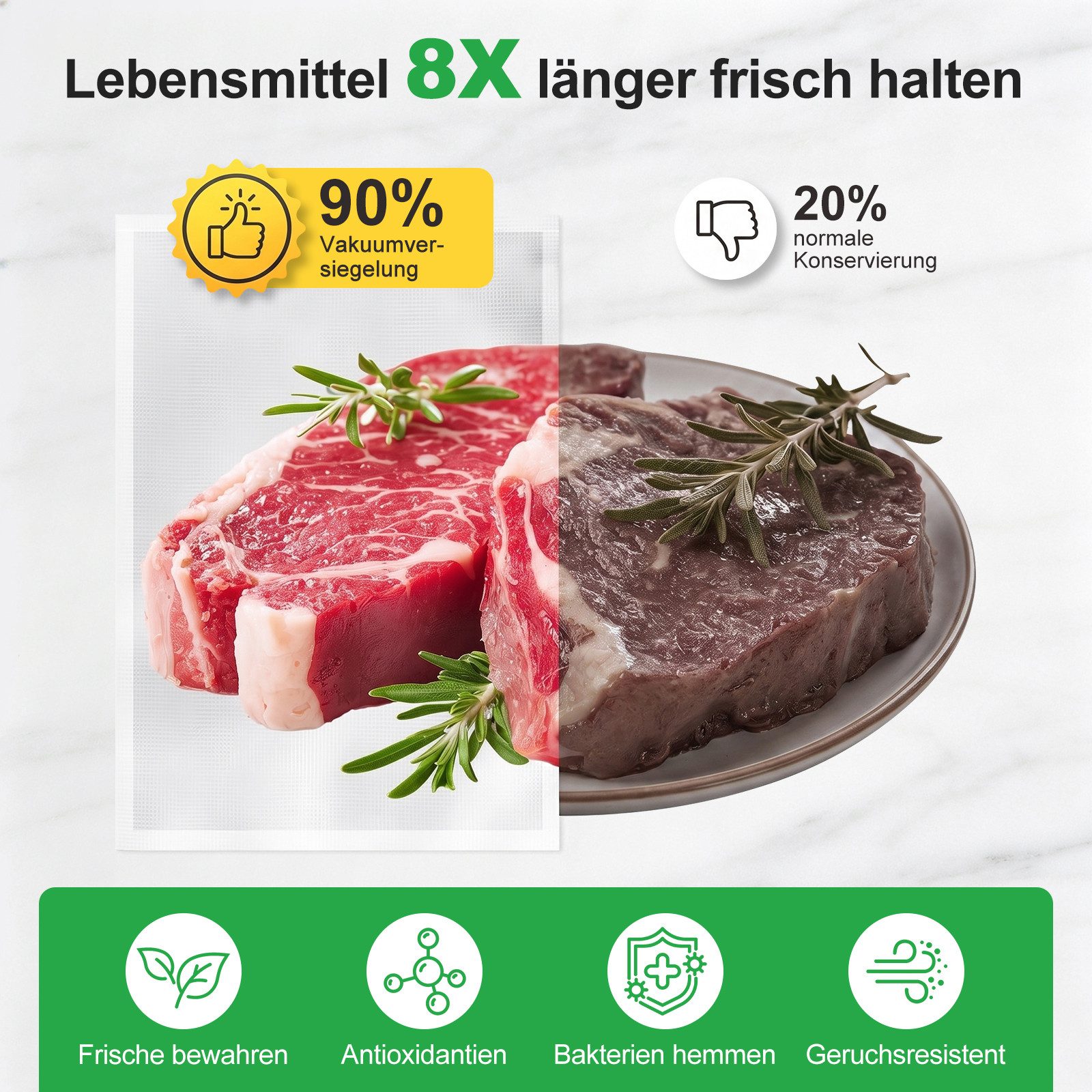 Aigostar Vakuumierer Vakuumiergerät, 9 L/Min, digitaler Timer, abnehmbare Auffangschale, 110W, 6 Modi, „Moist+“-Funktion, integriertem Schneider und Rollenfach – Bild 3 von 5