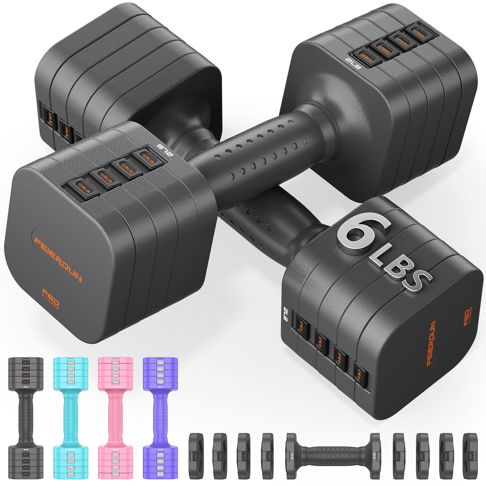 Hantel 5-in-1 Hantel 2er Set 2,7/5,4kg, 1s-Adjust