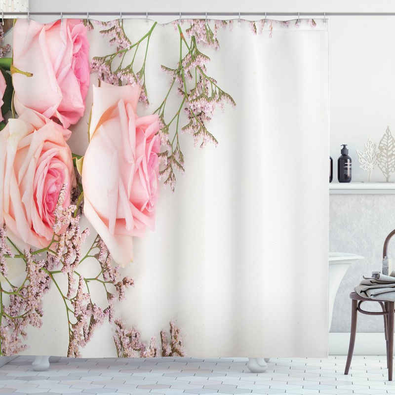 Abakuhaus Duschvorhang »Moderner Digitaldruck mit 12 Haken auf Stoff Wasser Resistent« Breite 175 cm, Höhe 180 cm, Vintage Rose Close up Foto Blumen