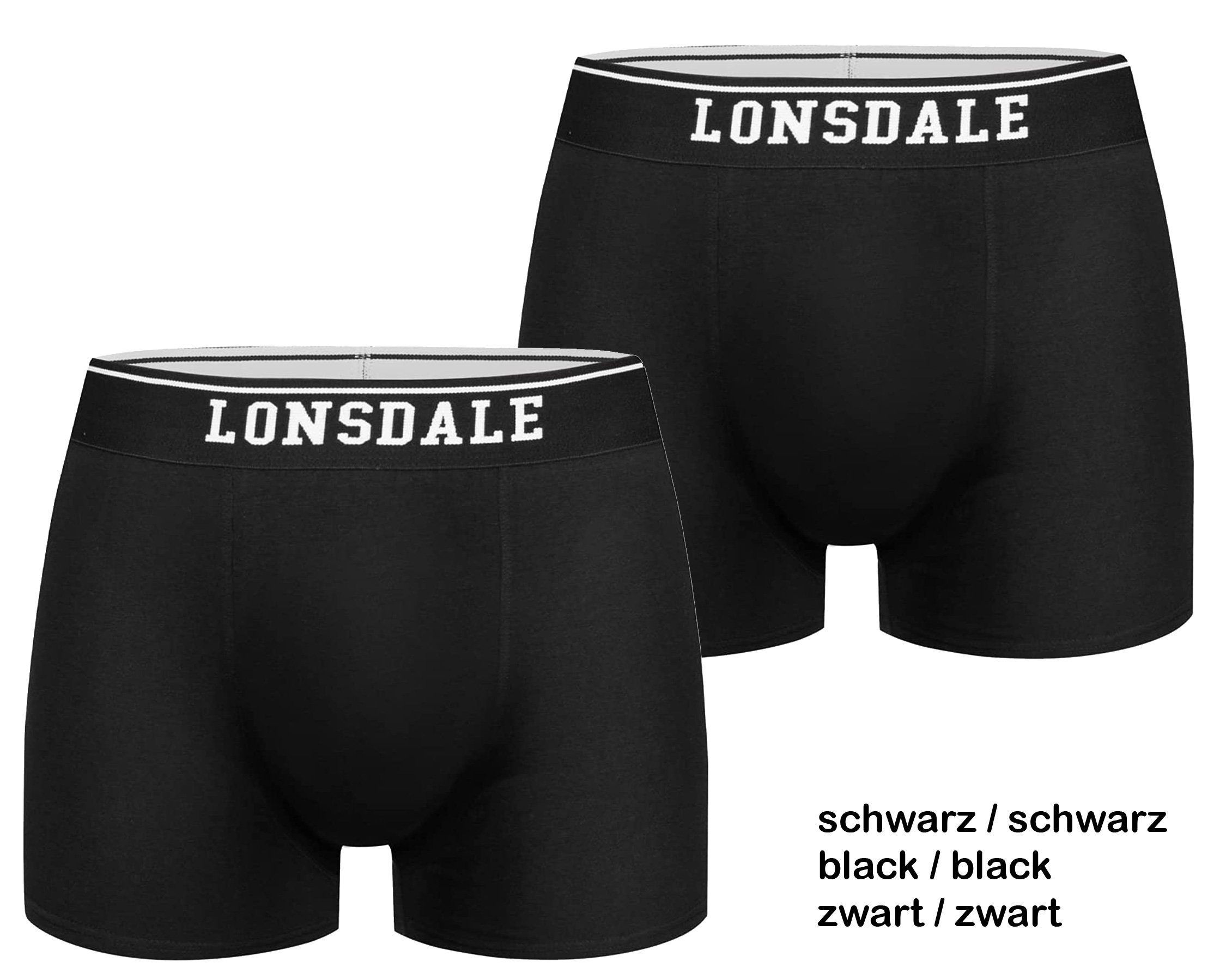 LONSDALE LONDON Boxershorts Lonsdale Doppelpack Oxfordshire Schwarz/Schwarz Boxershorts im