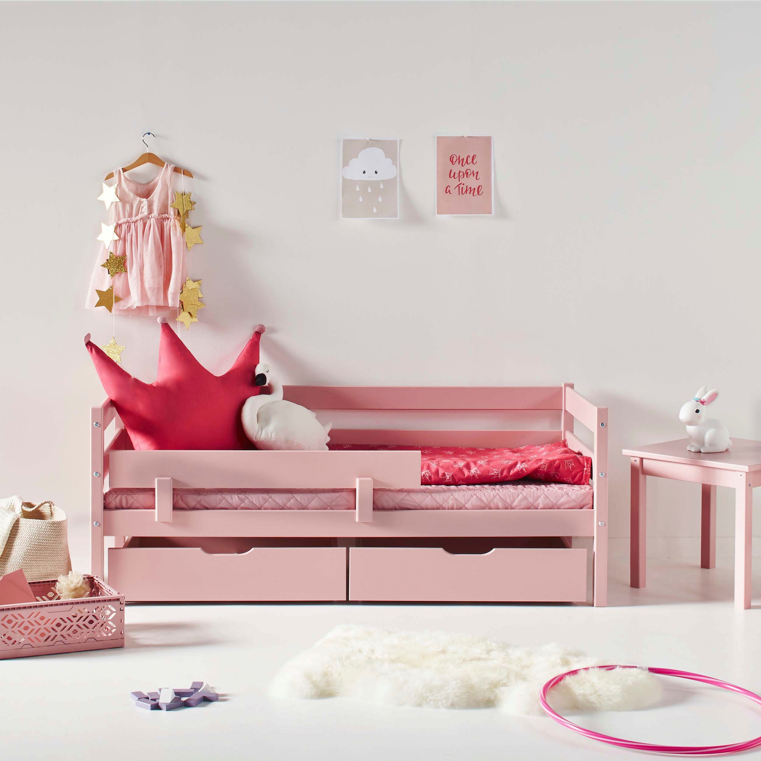 Hoppekids Einzelbett ECO Comfort Kinderbett, Kiefer Massivholz, Jugendbett inkl. Rollrost, 70x160 cm, wahlweise in verschieden Farben/ …
