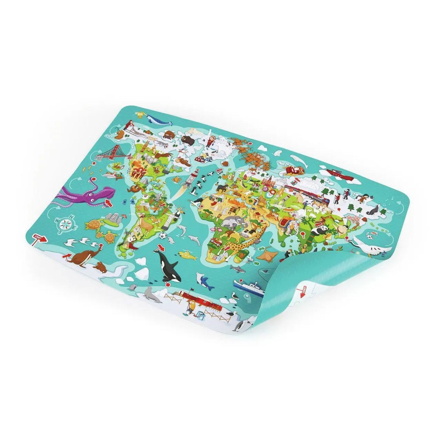 Toynamics Europe Puzzle "2-in-1-Weltreise" Puzzle und Spiel / 105 Teile, 105 Puzzleteile