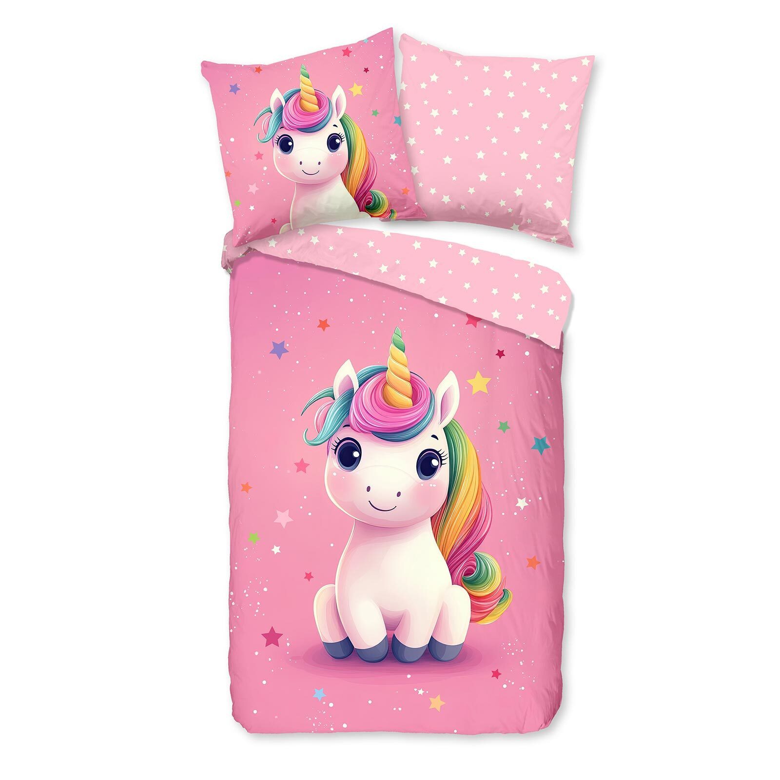 TRAUMSCHLAF Bettwäsche Einhorn, Flanell, 2 teilig, besonders weich und warm
