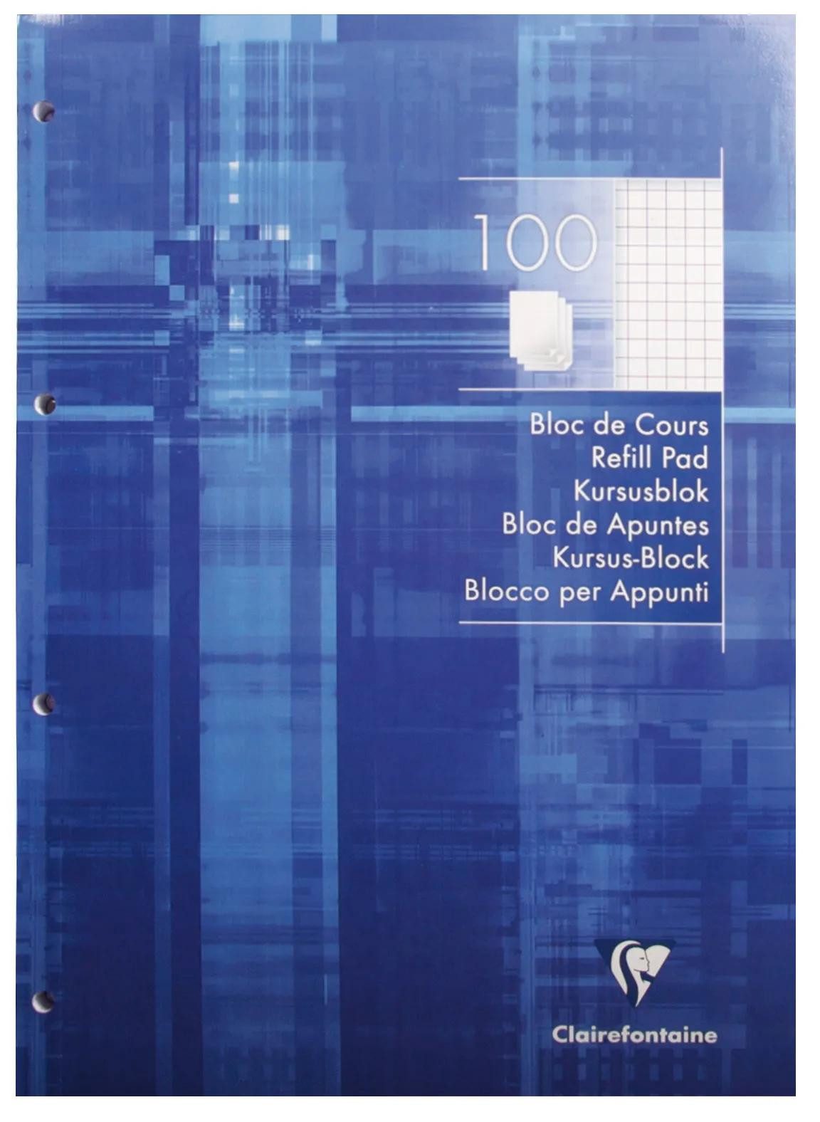 CLAIREFONTAINE Notizheft 5x Kursusblock DIN A4 100 Blatt 90g kariert Elektrikblau 5816C, Clairefontaine Metric