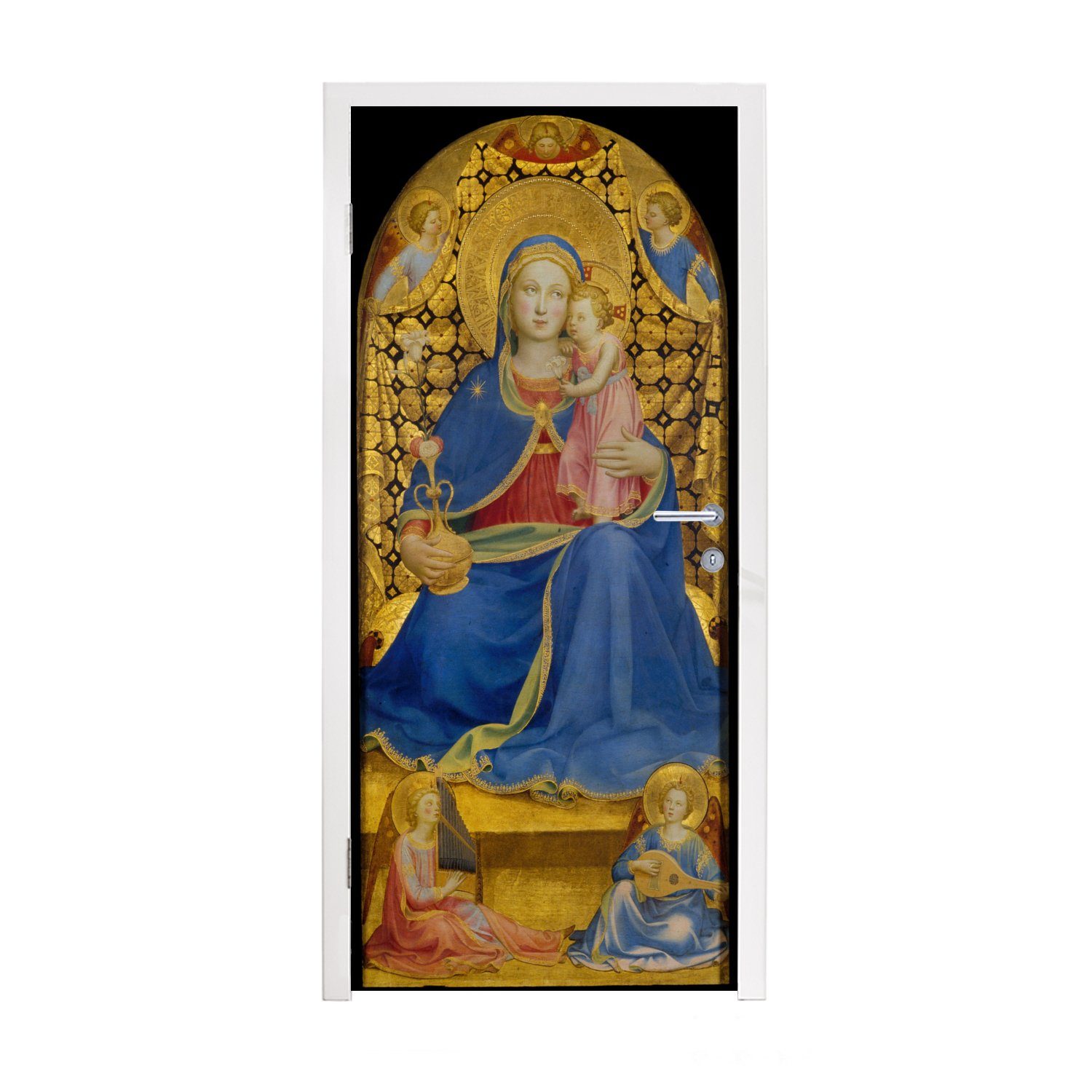 MuchoWow Türtapete Madonna der Demut - Gemälde von Fra Angelico, Matt, bedruckt, (1 St), Fototapete für Tür, Türaufkleber, 75x205 cm