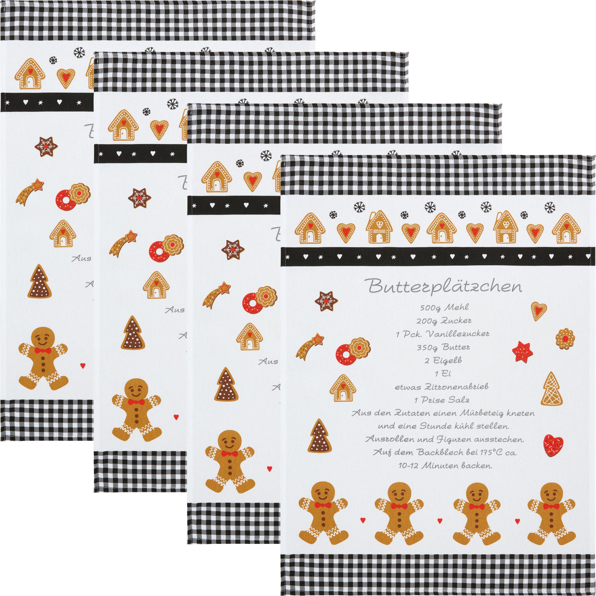 Erwin Müller Geschirrtuch Geschirrtuch "Butterplätzchen" 4er-Pack, Baumwoll günstig online kaufen