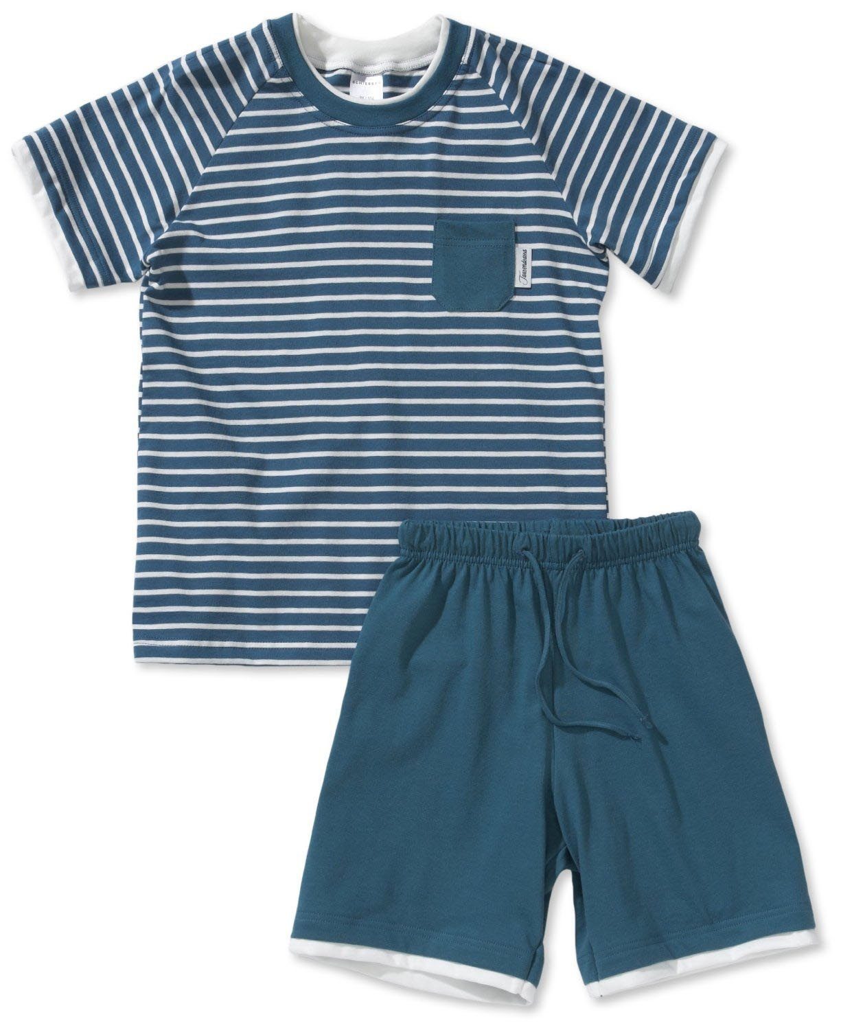 bestehend Shorty Ein Rundhals Schlafshirt Schiesser Jungen Set) Baumwolle, einer einem Schlafanzug Jungen 2 und tlg., Pyjama Schlafanzug Pyjama aus (Set,