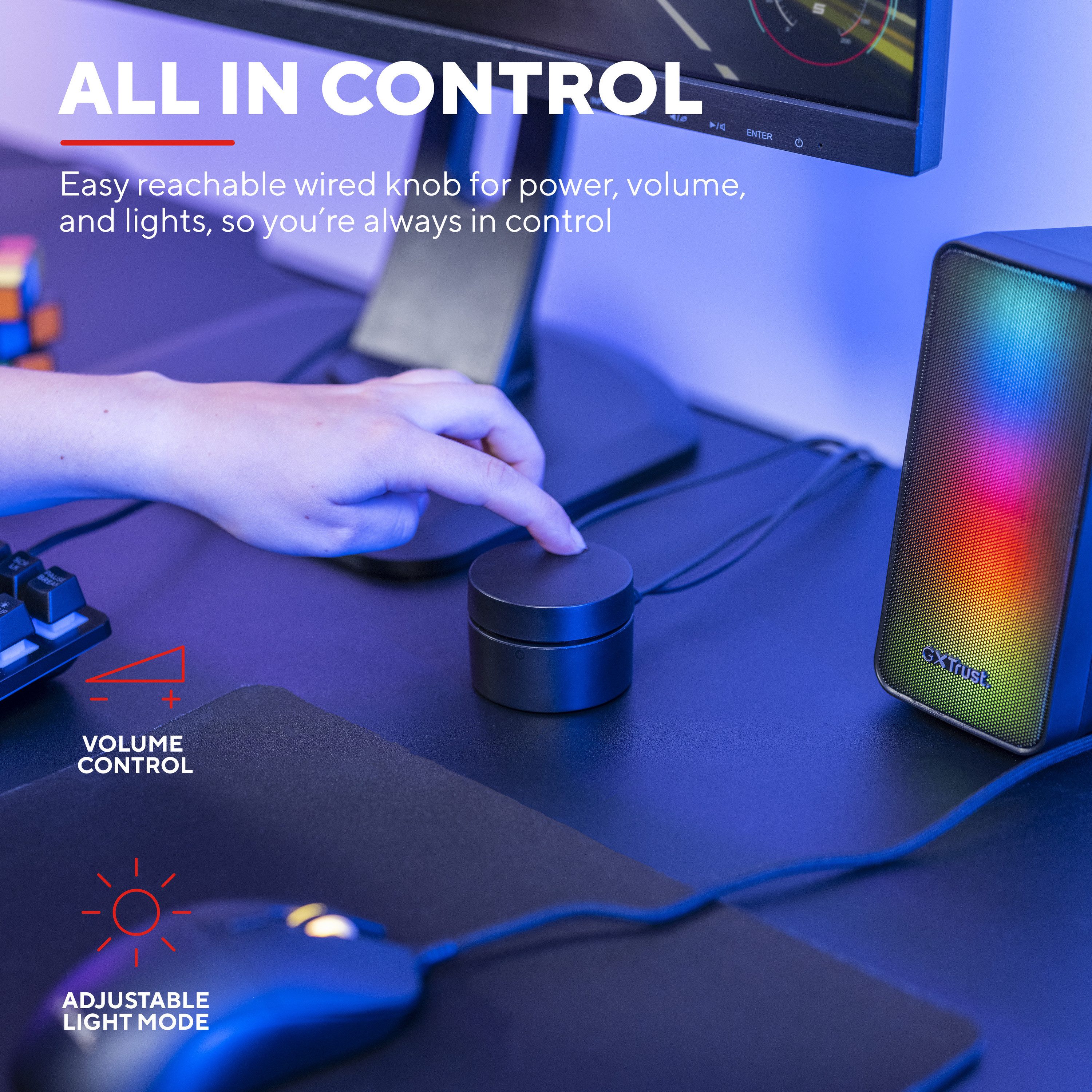 Trust GXT 611 Wezz RGB Gaming Lautsprecher PC Speaker Set Stereo PC-Lautsprecher – Bild 5 von 5