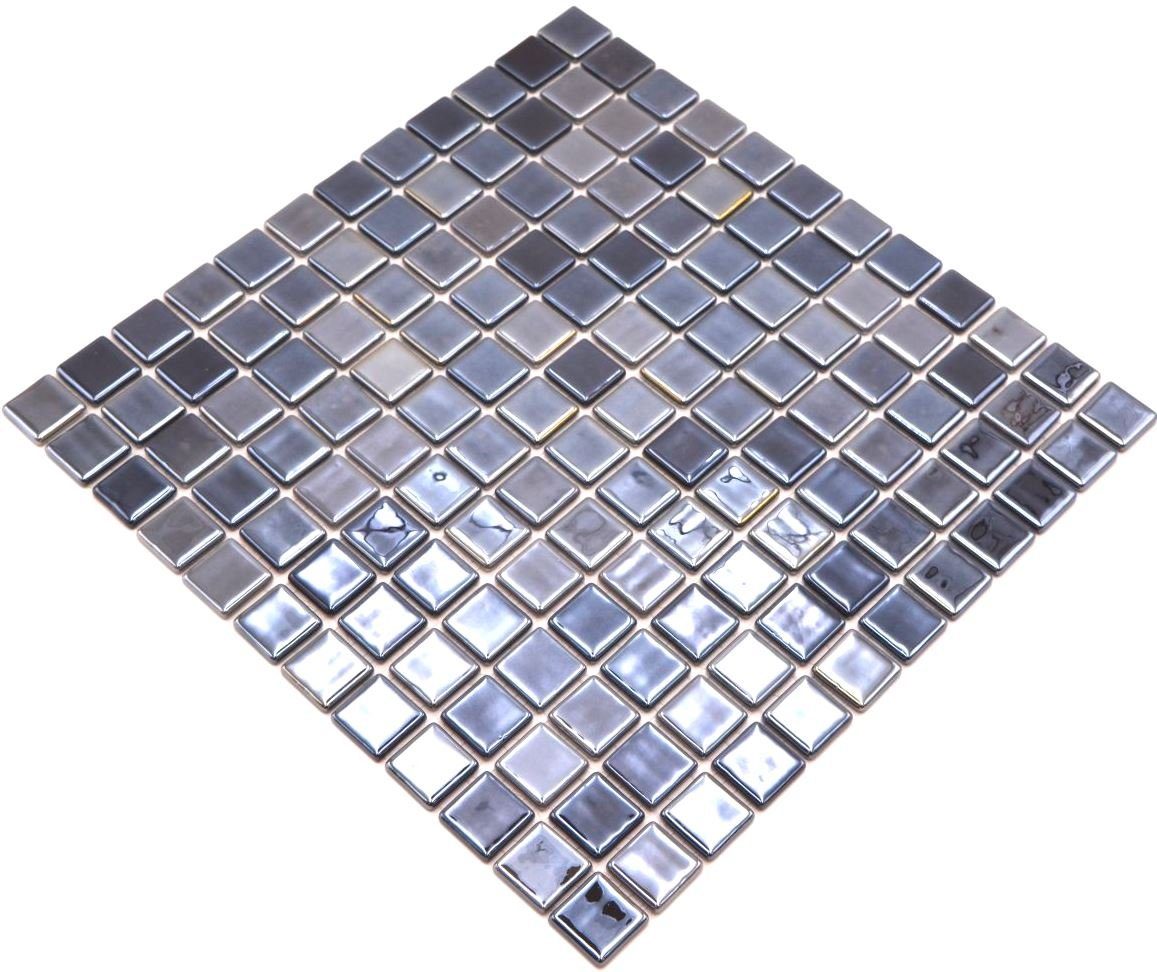 glänzend / anthrazit Mosani Matten Mosaikfliesen 10 Mosaikfliesen Recycling Glasmosaik