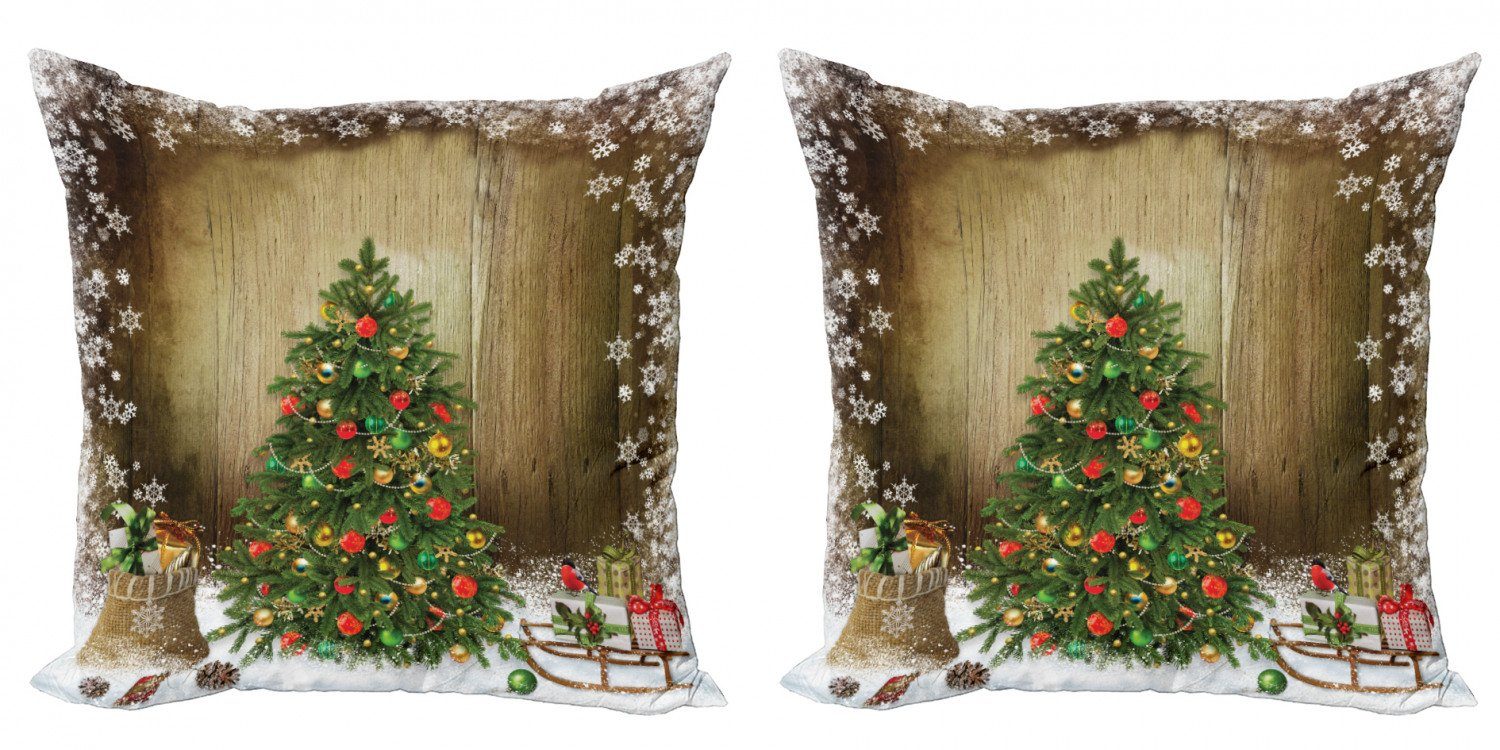 Kissenbezüge Modern Accent Doppelseitiger Digitaldruck, Abakuhaus (2 Stück), Weihnachten Pine Tree Presents