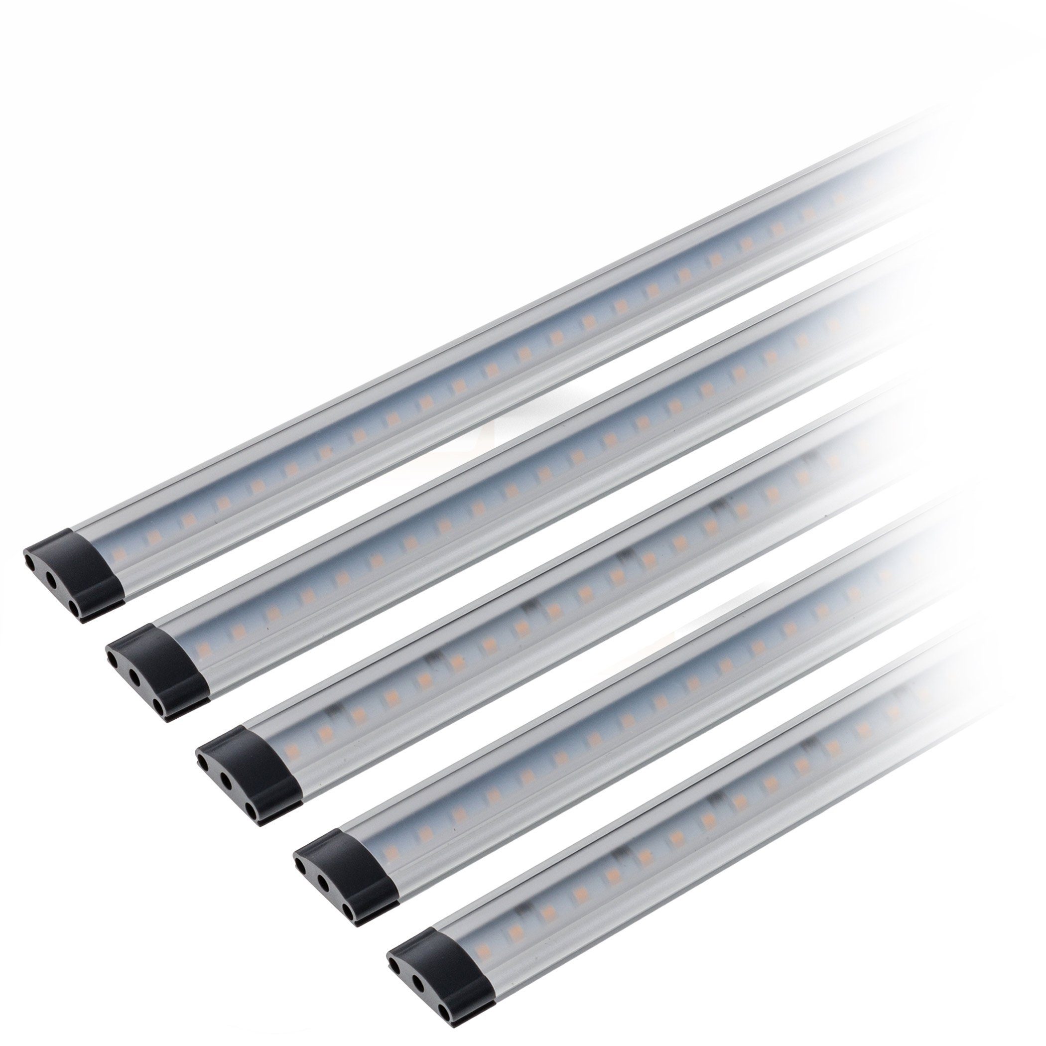 Aufbauleuchte LED Lichtleiste 30cm 5er Set, 17W 1250lm warmweiß, dimmbar (Touch)