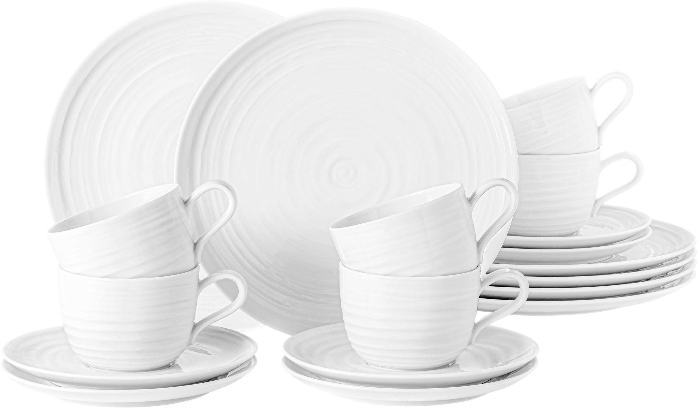 Seltmann Weiden Kaffeeservice Geschirr-Set, Service Terra (18-tlg), 6 Personen, Porzellan, Tassen, Teller, Untertassen, Made in Germany, 18 Teile, für 6 Personen