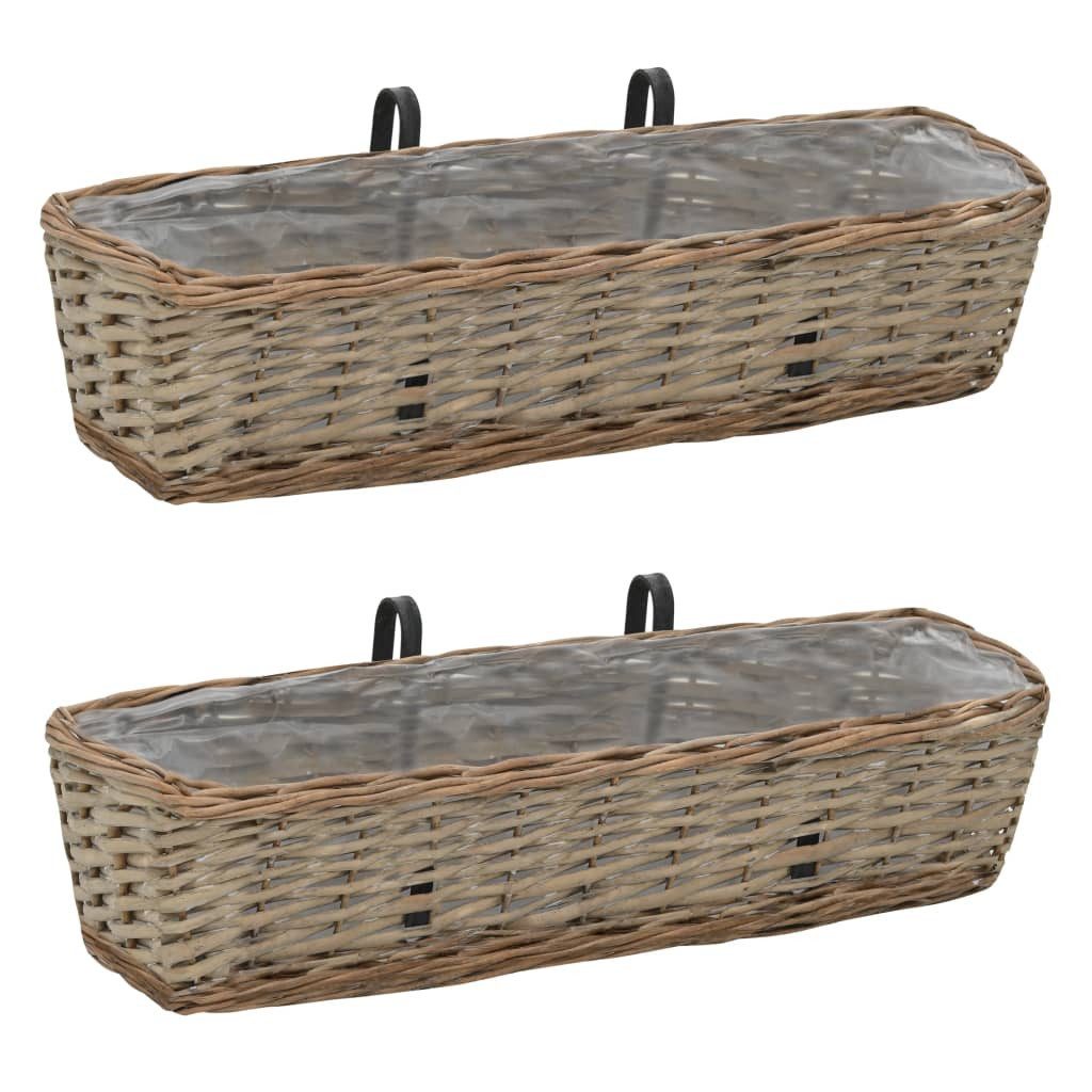 vidaXL Blumenkasten 2 St65533ck Balkon-Blumentöpfe 2 Stk Weide mit PE-Auskleidung 60 cm