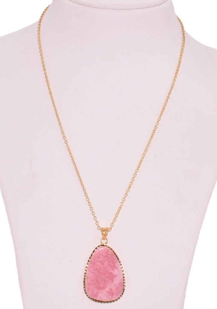Firetti Kette mit Anhänger Schmuck Geschenk, Manganspat, Inkarose, Rosenspat, Himbeerspat, Made in Germany - mit Rhodochrosit