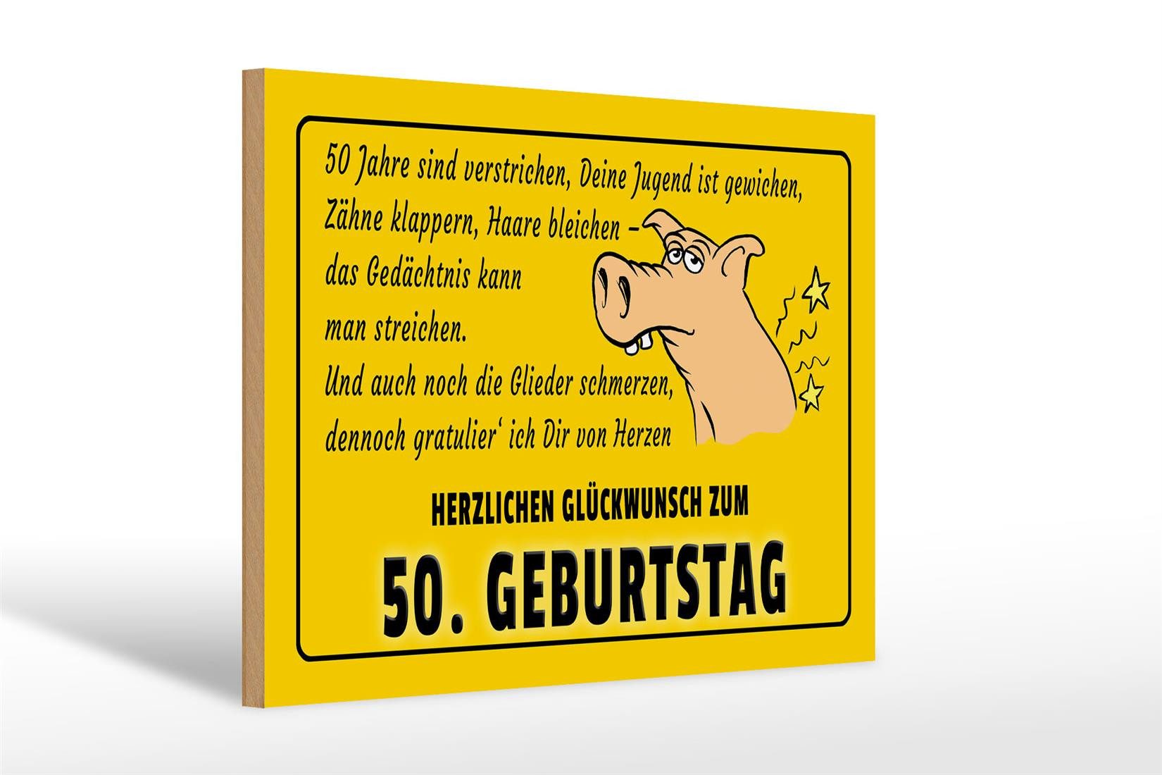 Femer GmbH Holzbild Spruch 30x20cm Glückwunsch zum 50.Geburtstag, Feste und Feiertage (1 St), Glatte Holzfaserplatte (MDF), vorn beschichtet