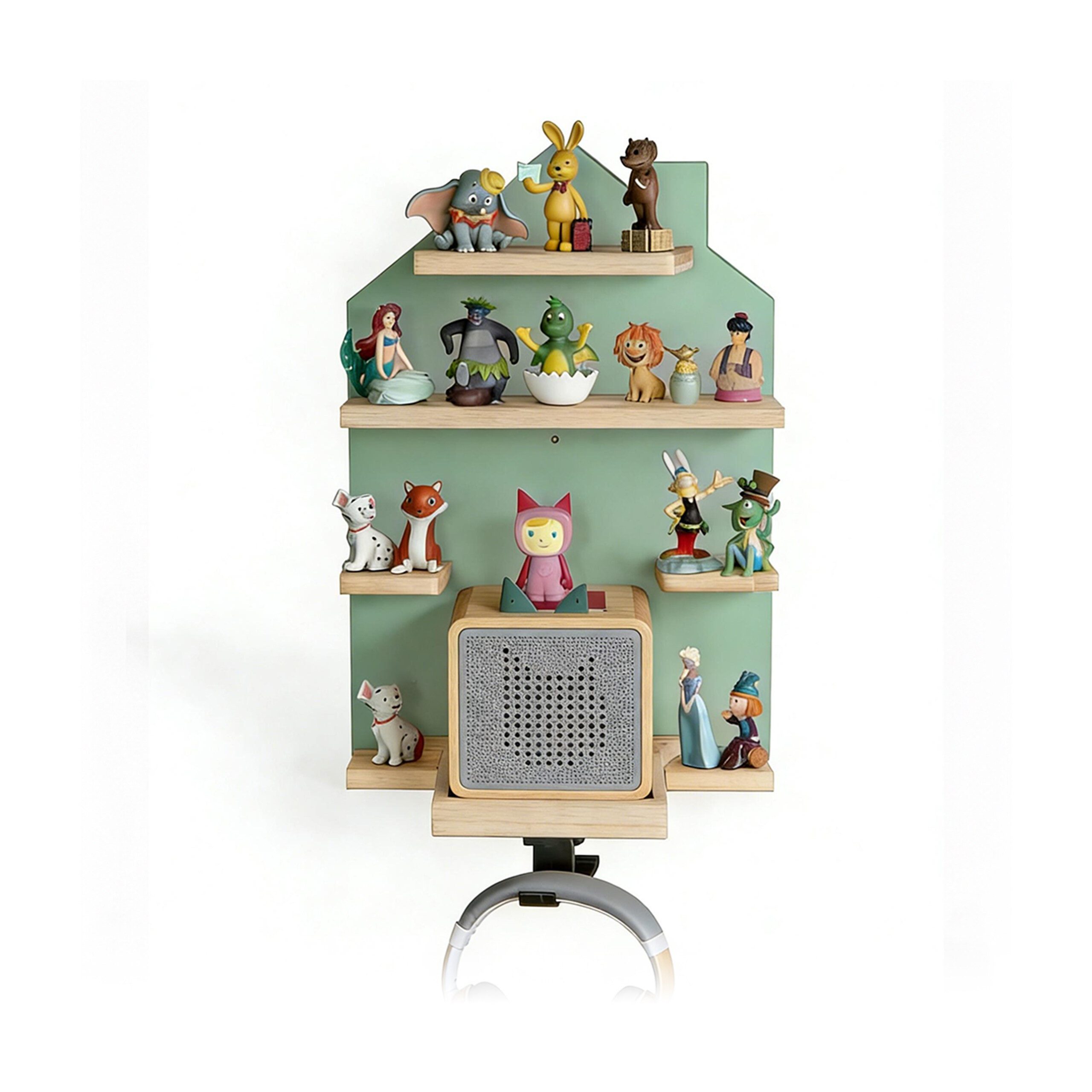 relaxdays Kinderregal Toniebox Regal Haus, 1-tlg., salbei.