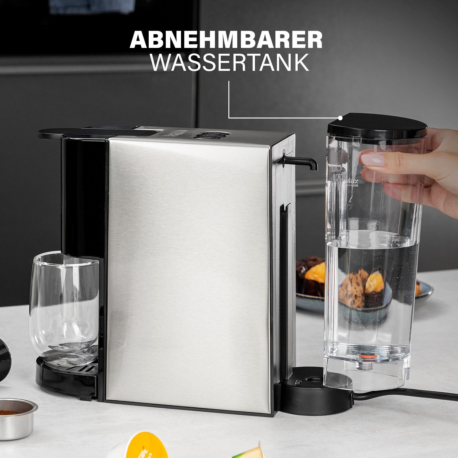 PRINCESS Kapselmaschine 01.249450.01.001, Multikapsel 4-in-1 - 19 Bar - für verschiedene Kaffeesorten geeignet
