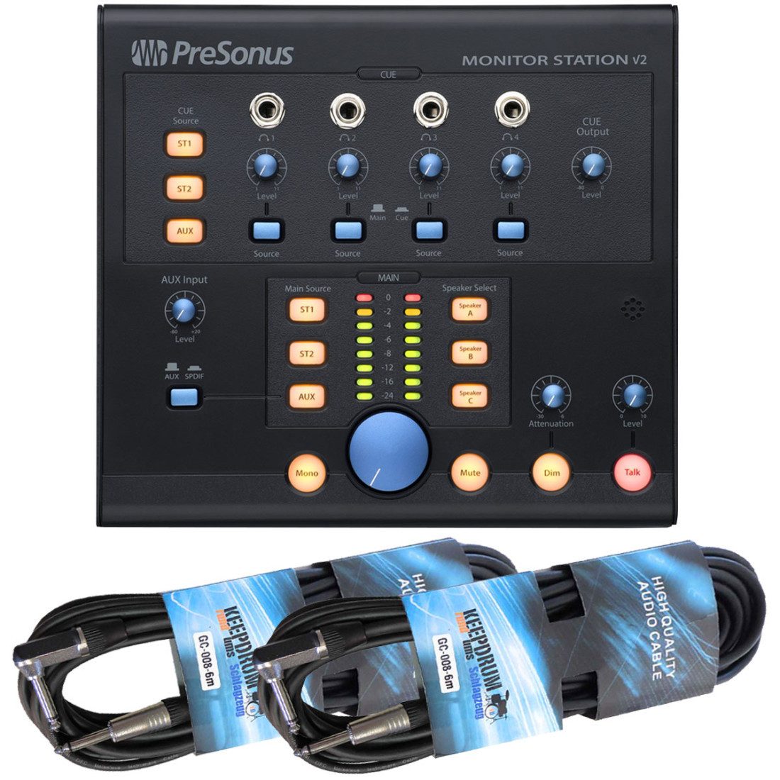 Presonus Mischpult Presonus Monitor Station V2 mit 2x Klinkenkabel, (Studio Controller, Monitor Station), Vorteils-Set mit 2x Klinkenkabel