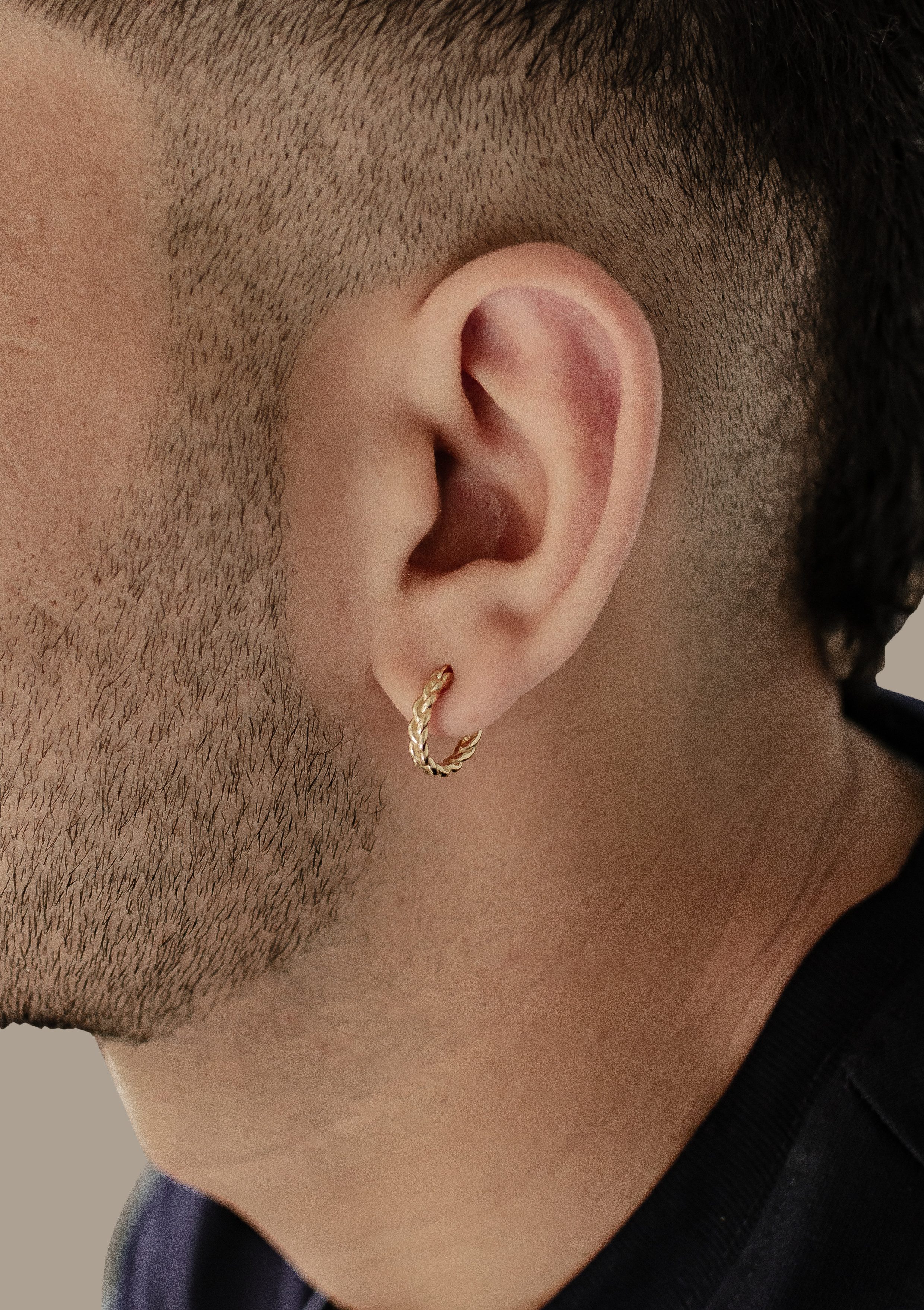 Hey Happiness Paar Creolen Unisex, Herren Ohrringe Silber 925, Kleine geflochtene Ohrringe für Männer, 18K Vergoldung