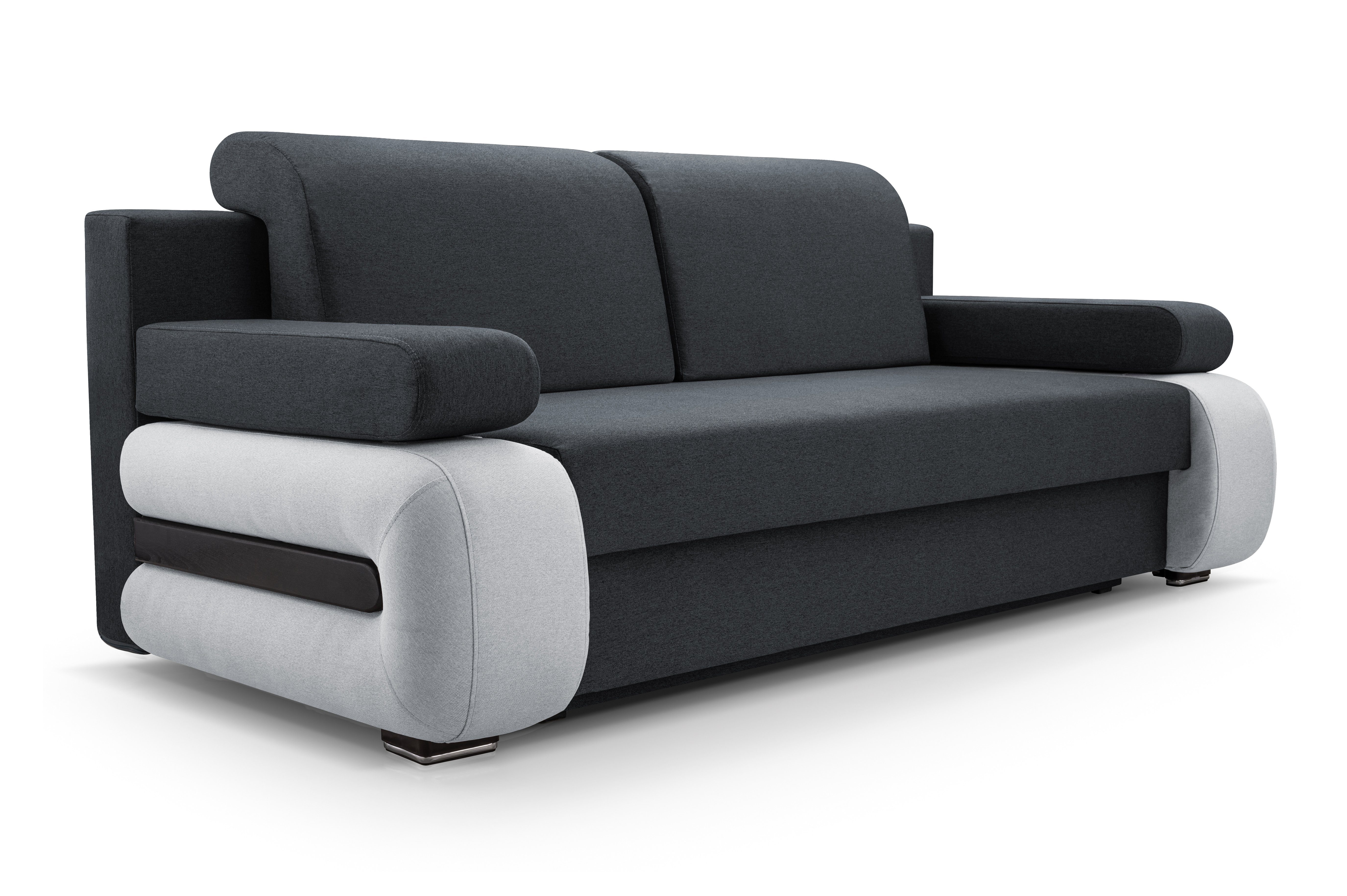 MOEBLO Schlafsofa LEVIN, Modernes Sofa Kippsofa Klappsofa Bettfunktion Couchgarnitur Couch Sofagarnitur 3er, mit Schlaffunktion und Bettkasten, Schlaf Couch