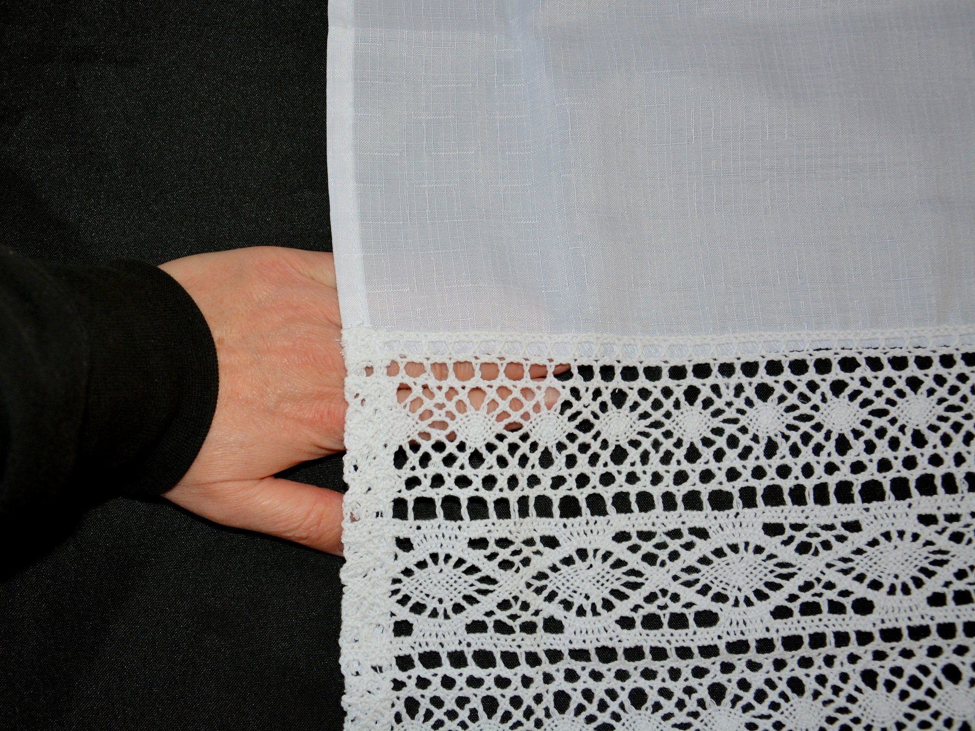 Clever-Kauf-24 Scheibengardine Schlaufen Panneaux mit Klöppelspitze, 2482, Größe HxB ca. 48x140cm, (1 St), Schlaufen, Scheibengardine