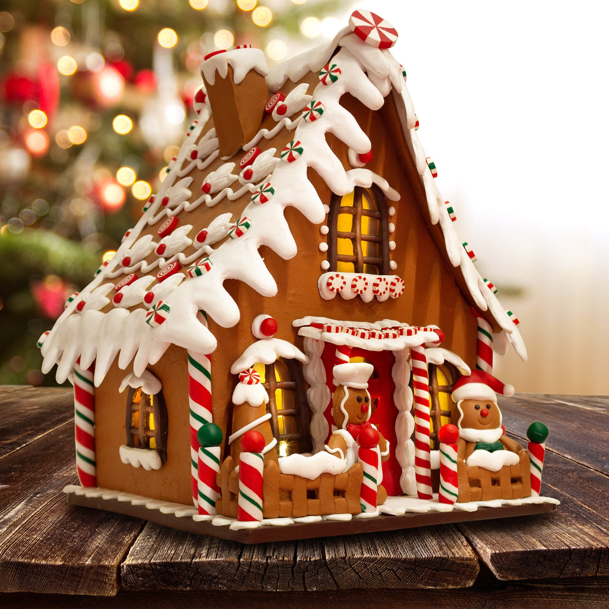 Christmas Paradise Weihnachtshaus Lebkuchenhaus mit LED 23 cm, Weihnachtsdeko, braun, leuchtet