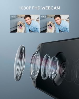 NAIPO Full HD-Webcam (HD, 1080p Webcam mit automatischer Lichtkorrektur)
