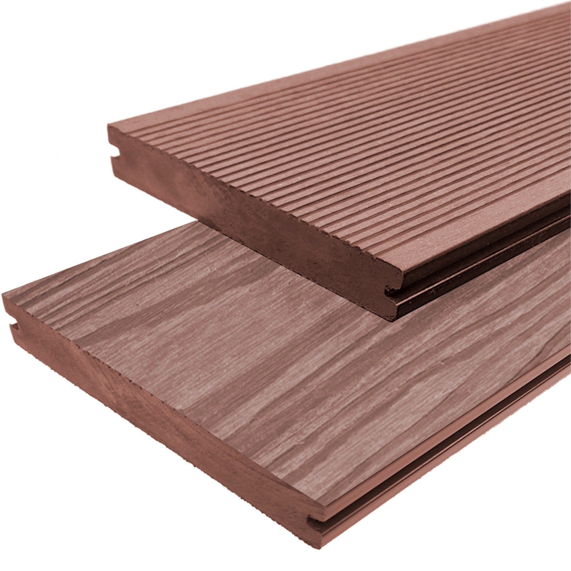 WPC Profi Terrassendielen Terrassen Komplettbausatz Redwood braun Massiv 20mm Bausatz 2 - 60m², (Komplettset, mit Unterkonstruktion, Clips und Schrauben)