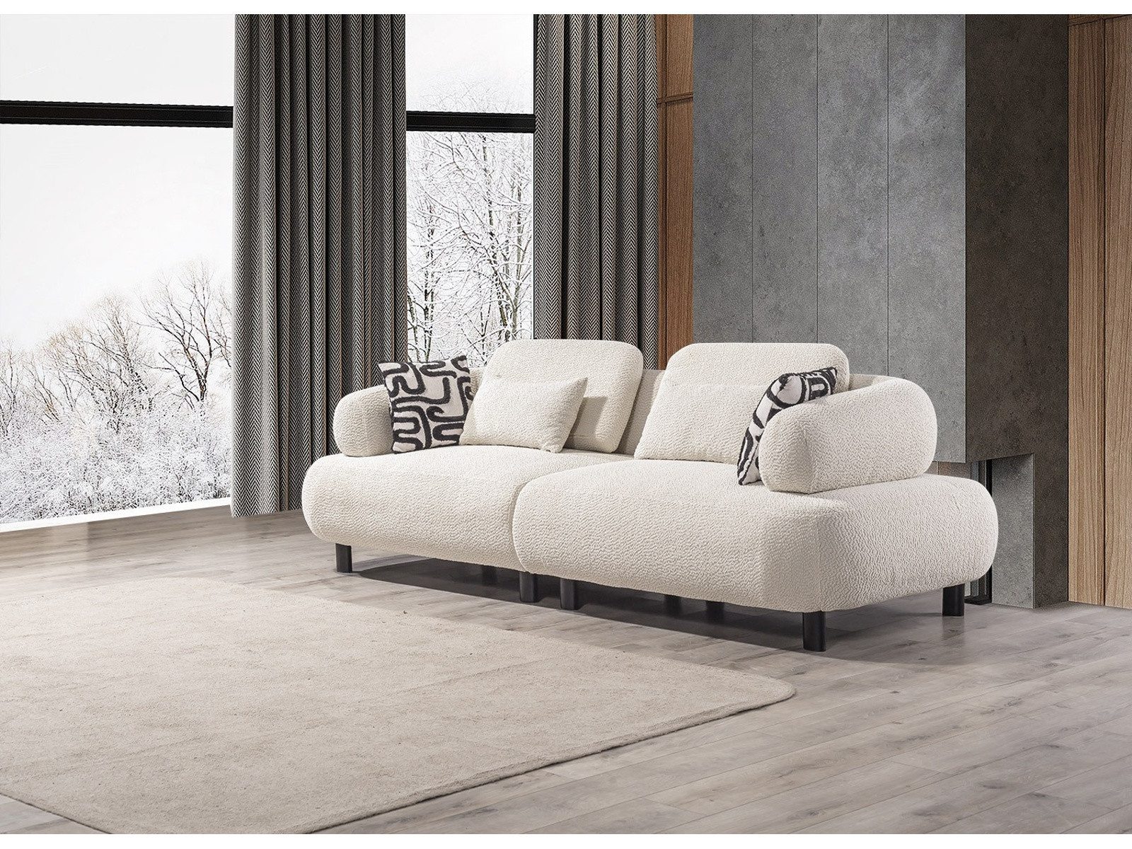 Villa Möbel Sofa Barcelona, 3-Sitzer 1 Teile, mit Relax-/Bettfunktion durch verstellbare Rückenlehne