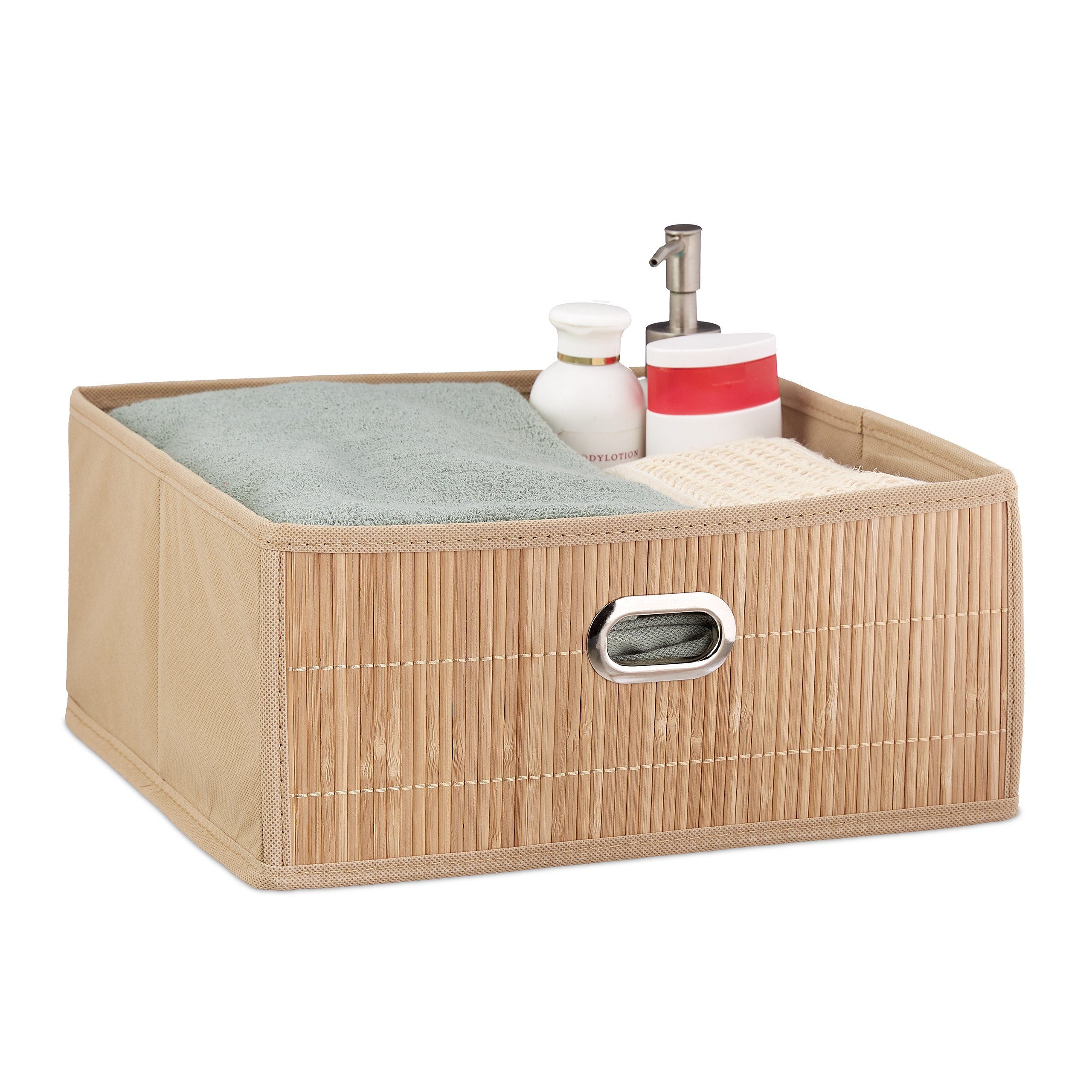 relaxdays Aufbewahrungskorb Bambus flach, Natur günstig online kaufen