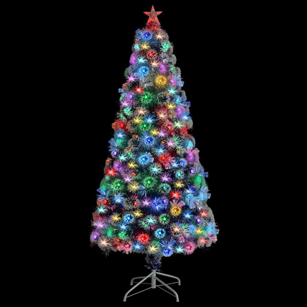 vidaXL Künstlicher Weihnachtsbaum 150 x 70 cm Künstlicher Weihnachtsbaum mit LED Weiß Blau 150 cm Glasf