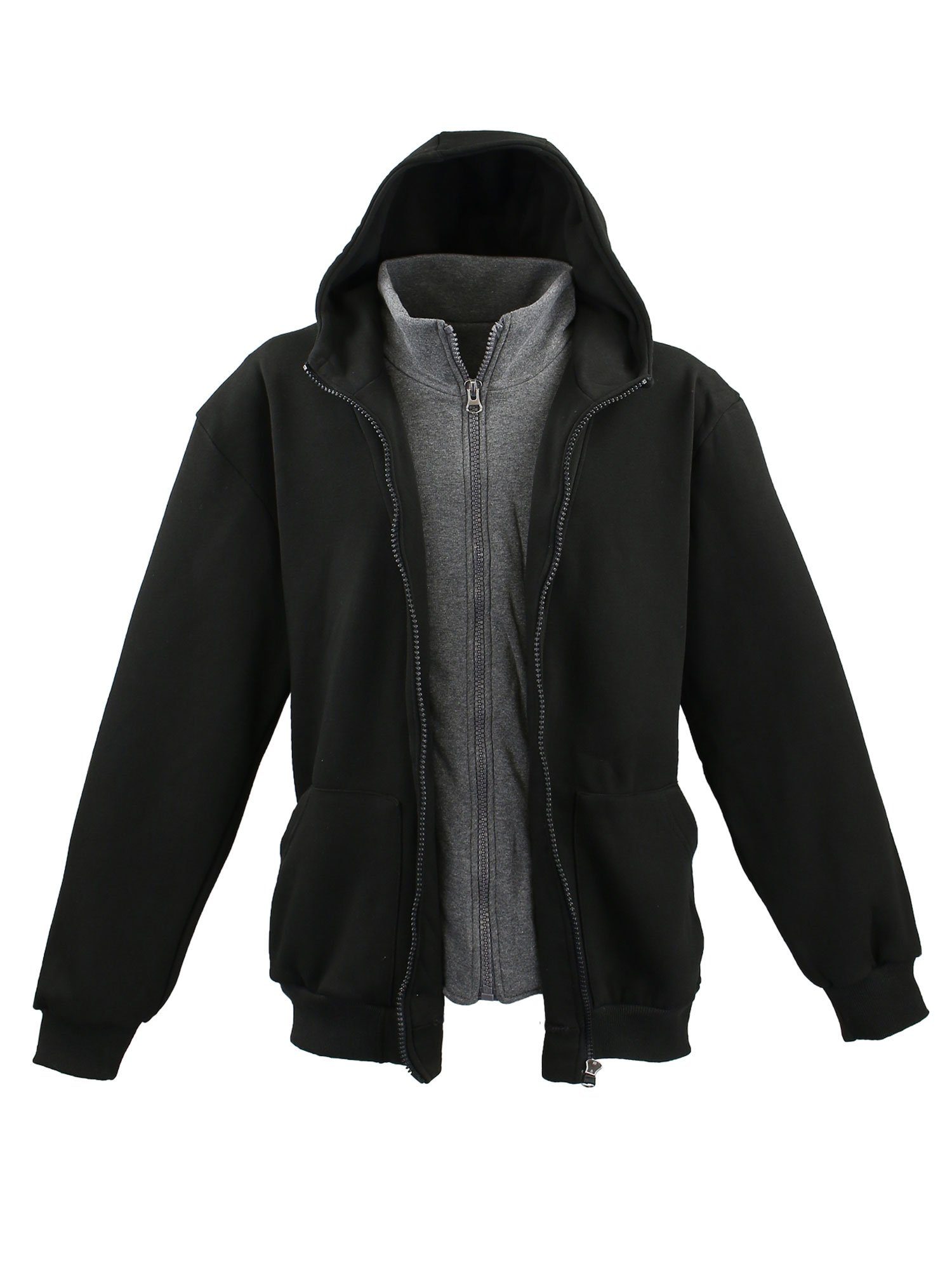 Sweatjacke LV-109 in "Two Herren Hoodie Übergrößen Lavecchia Sweat one" schwarz-anthrazit Jacke