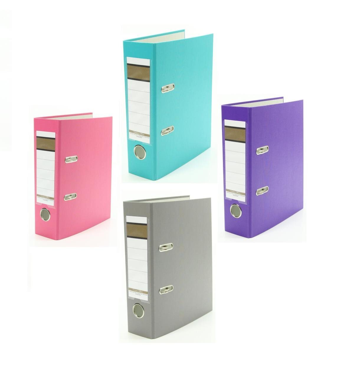 Livepac Office Aktenordner 4x Ordner / DIN A5 / 75mm / Farbe: je 1x pink, türkis, lila und grau