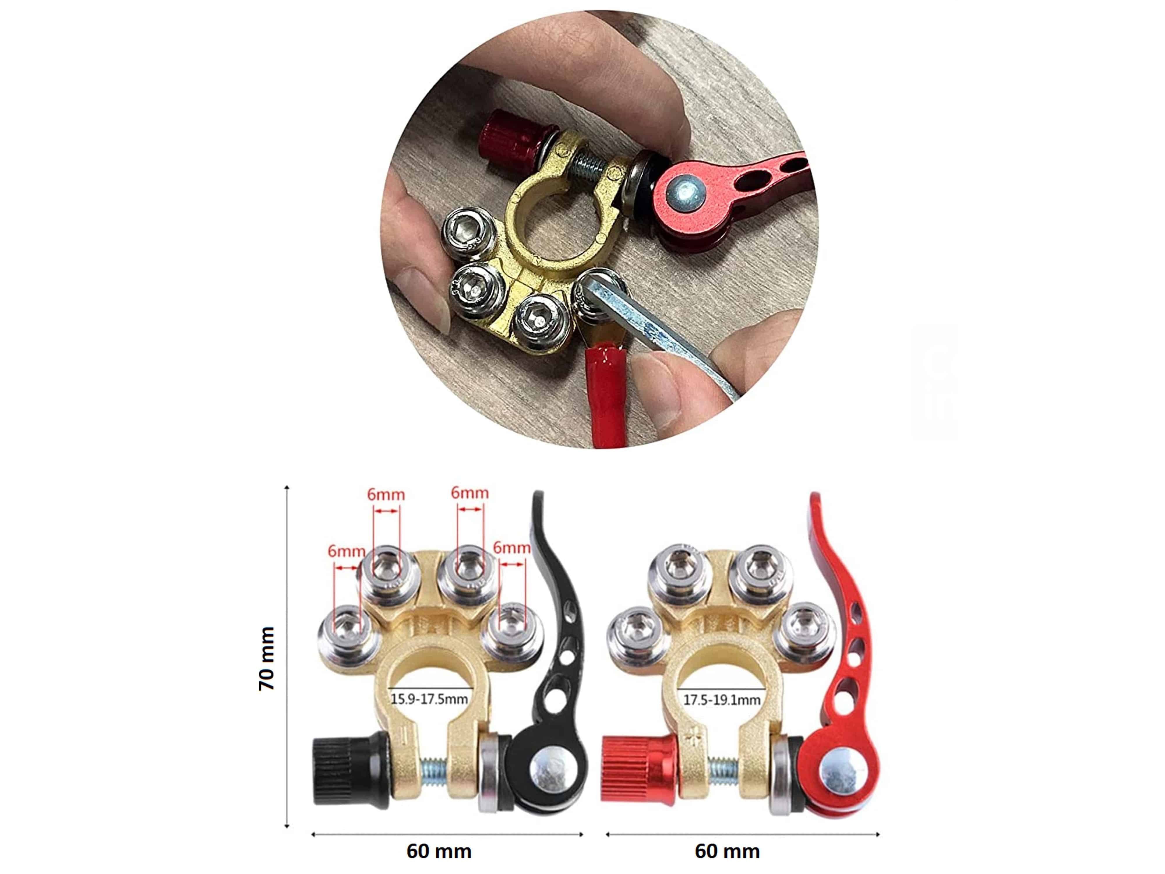 2 Tlg 6mm Premium-Batterie Anschluss Klemmen Post Terminal