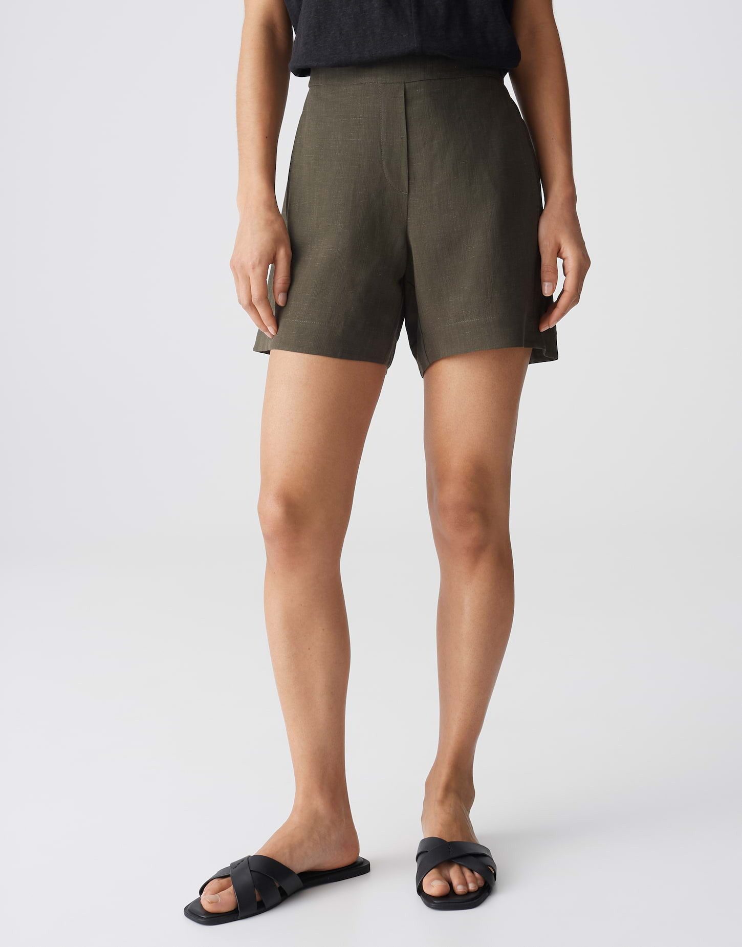 OPUS Shorts Melane oasis aus Webware mit Leinenstruktur Mit Eingrifftaschen für praktische Alltagslooks