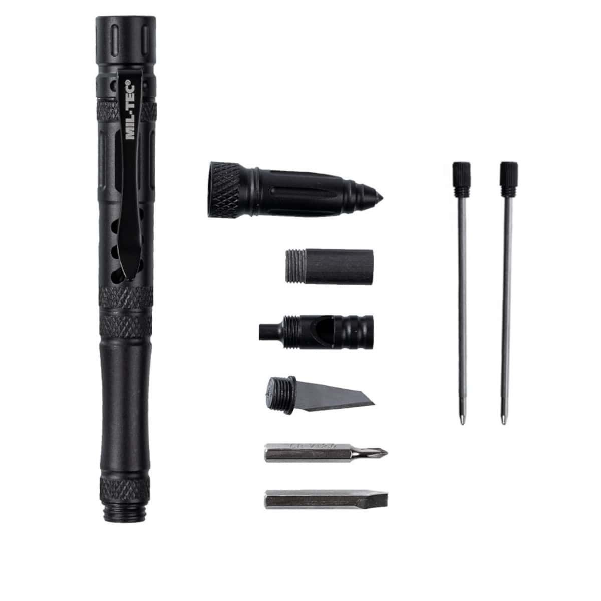 Mil-Tec Kugelschreiber Militär Tactical Pen Black Pro 8-tlg.