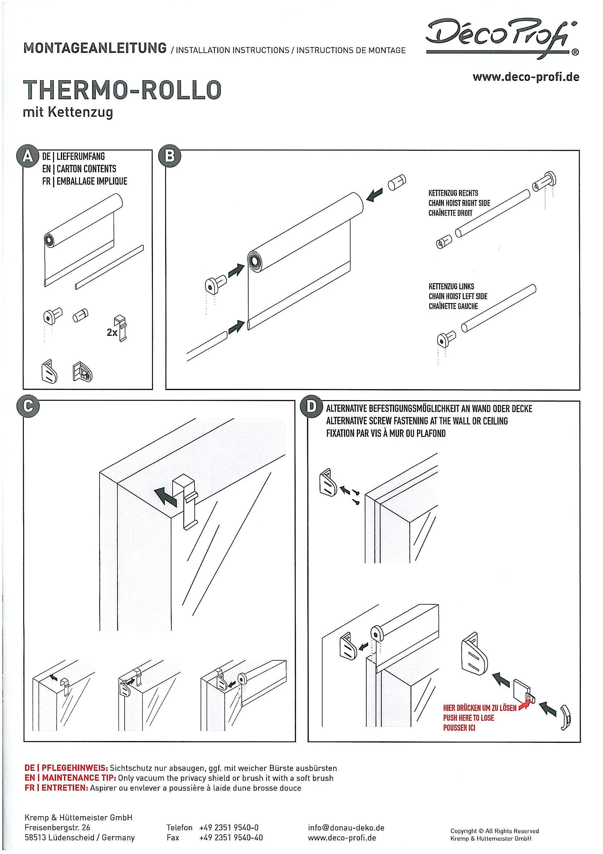 Verdunklungsrollo Thermorollo ohne Bohren, DécoProfi, verdunkelnd, mit Bohren/ohne Bohren, Fenster- oder Wandmontage – Bild 5 von 5