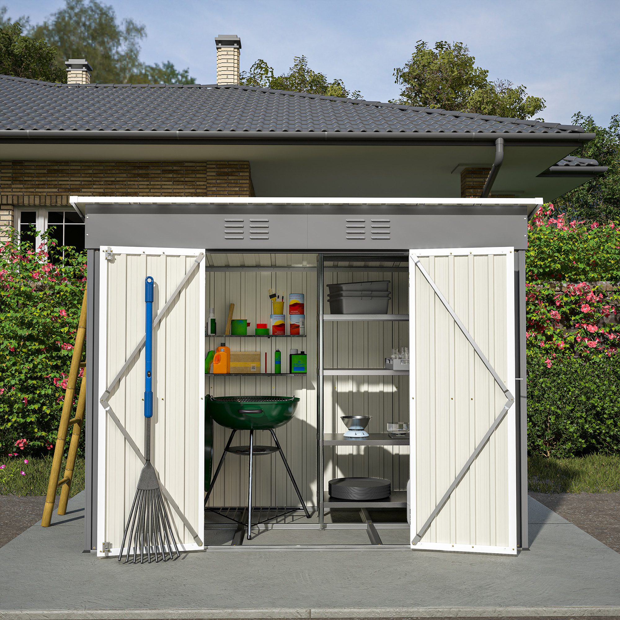 Gotagee Gerätehaus 8x4 FT Metall Gerätehaus günstig online kaufen