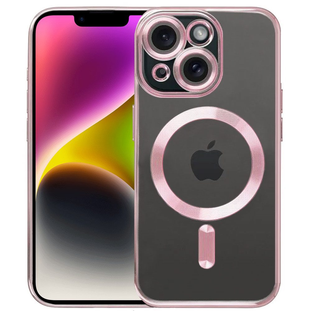 FITSU Handyhülle Transparente Hülle für iPhone 14 Case MagSafe kompatibel Kameraschutz 6,1 Zoll, Durchsichtige Handyhülle für iPhone 14 Schutzhülle mit farbigen Rahmen