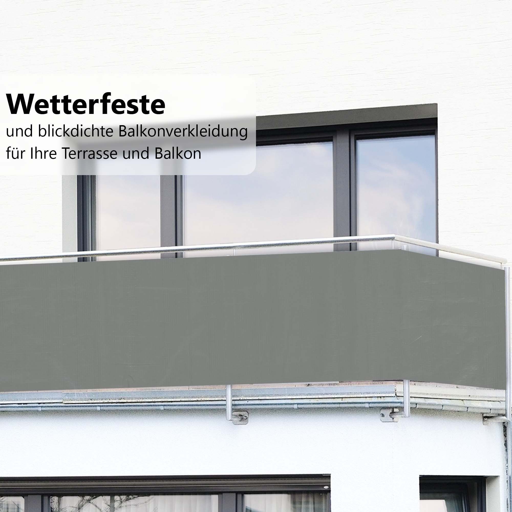 Basera® Balkonsichtschutz Wetterfester Balkon und Terrassen -Sichtschutz  -Windschutz in Anthrazit