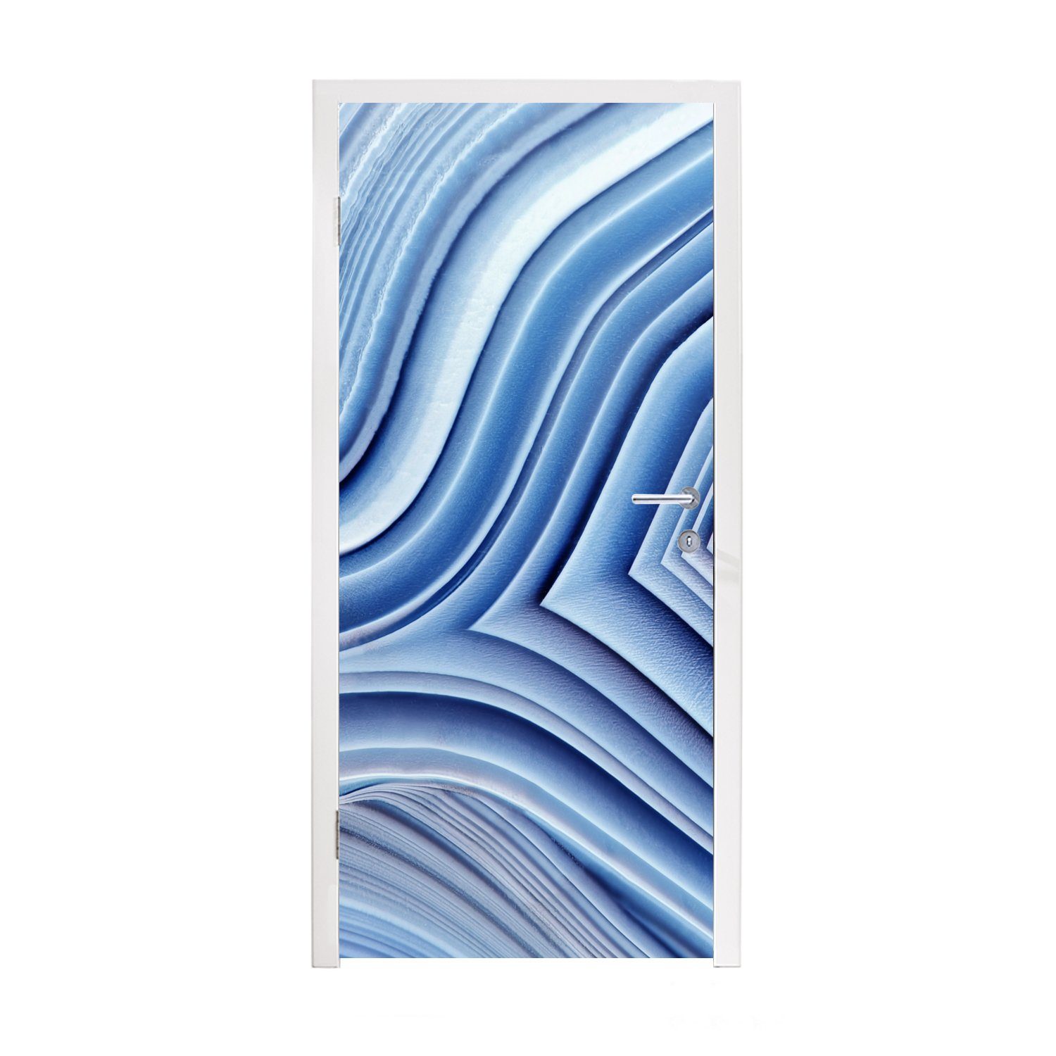 MuchoWow Türtapete Natursteine - Muster - Blau, Matt, bedruckt, (1 St), Fototapete für Tür, Türaufkleber, 75x205 cm