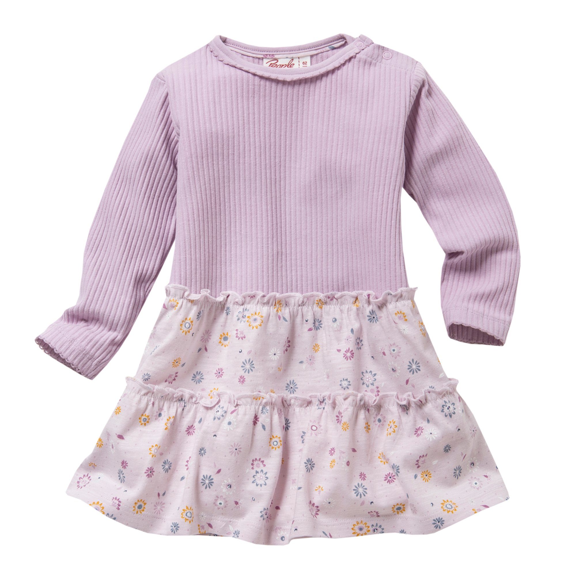 Jerseykleid Flieder bedruckt mit Frühllingsblumen